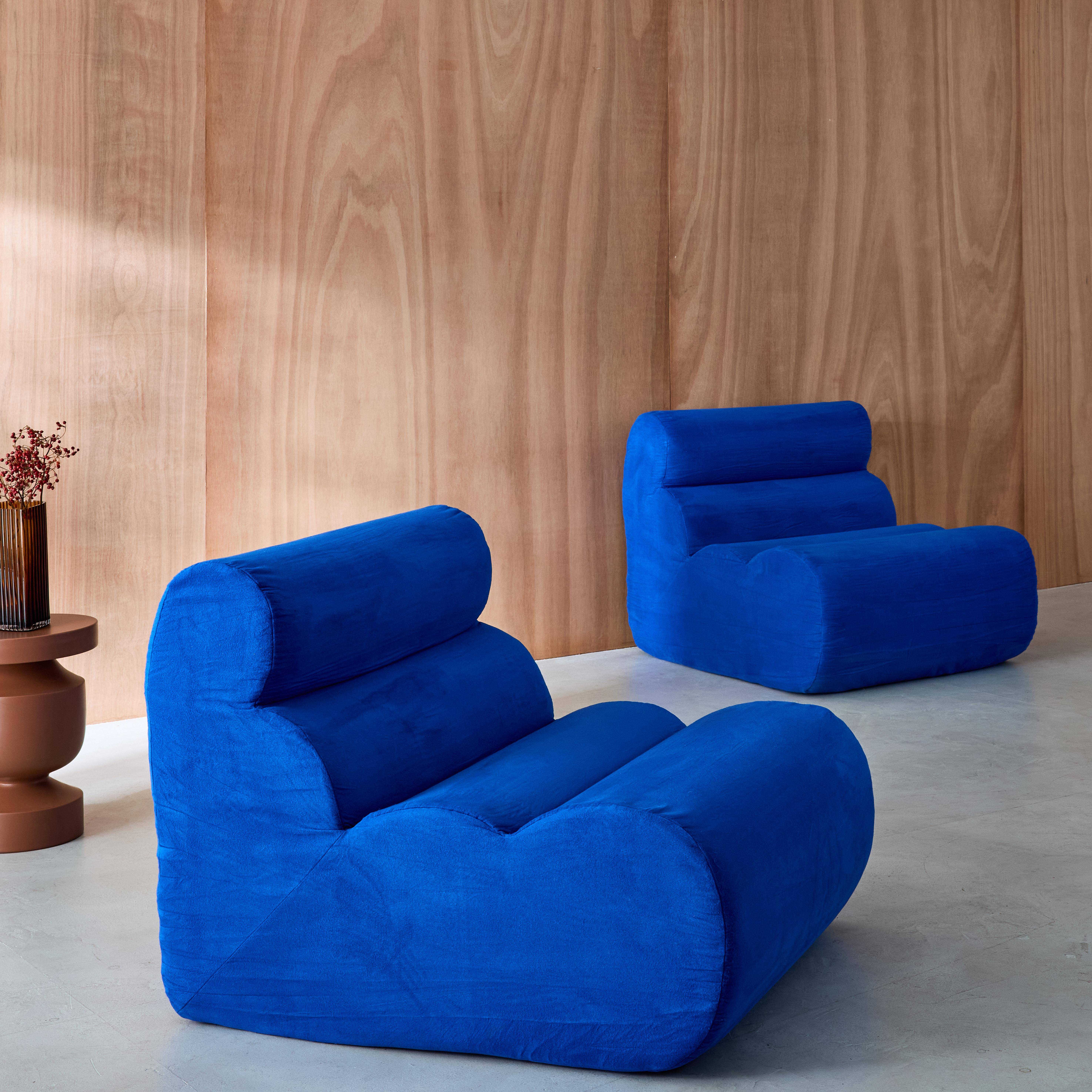 Stoffen fauteuils 1 zitplaats (set van 2) elektrisch blauw L 81 x B 99 x H 75cm - Nova,sweeek,Photo2