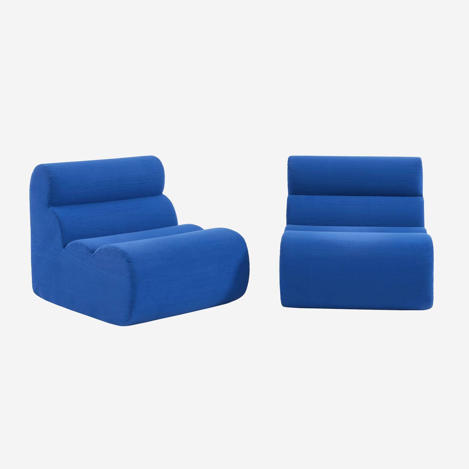 Stoffen fauteuils 1-zits (set van 2) elektrisch blauw L 81 x B 99 x H 75cm - Nova,sweeek,Photo6