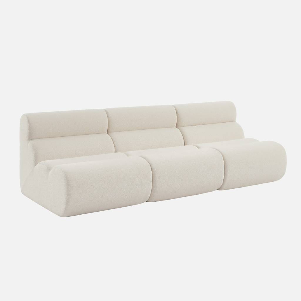 Teksturowany fotel bouclé, biały, 1-osobowy (3 sztuk)