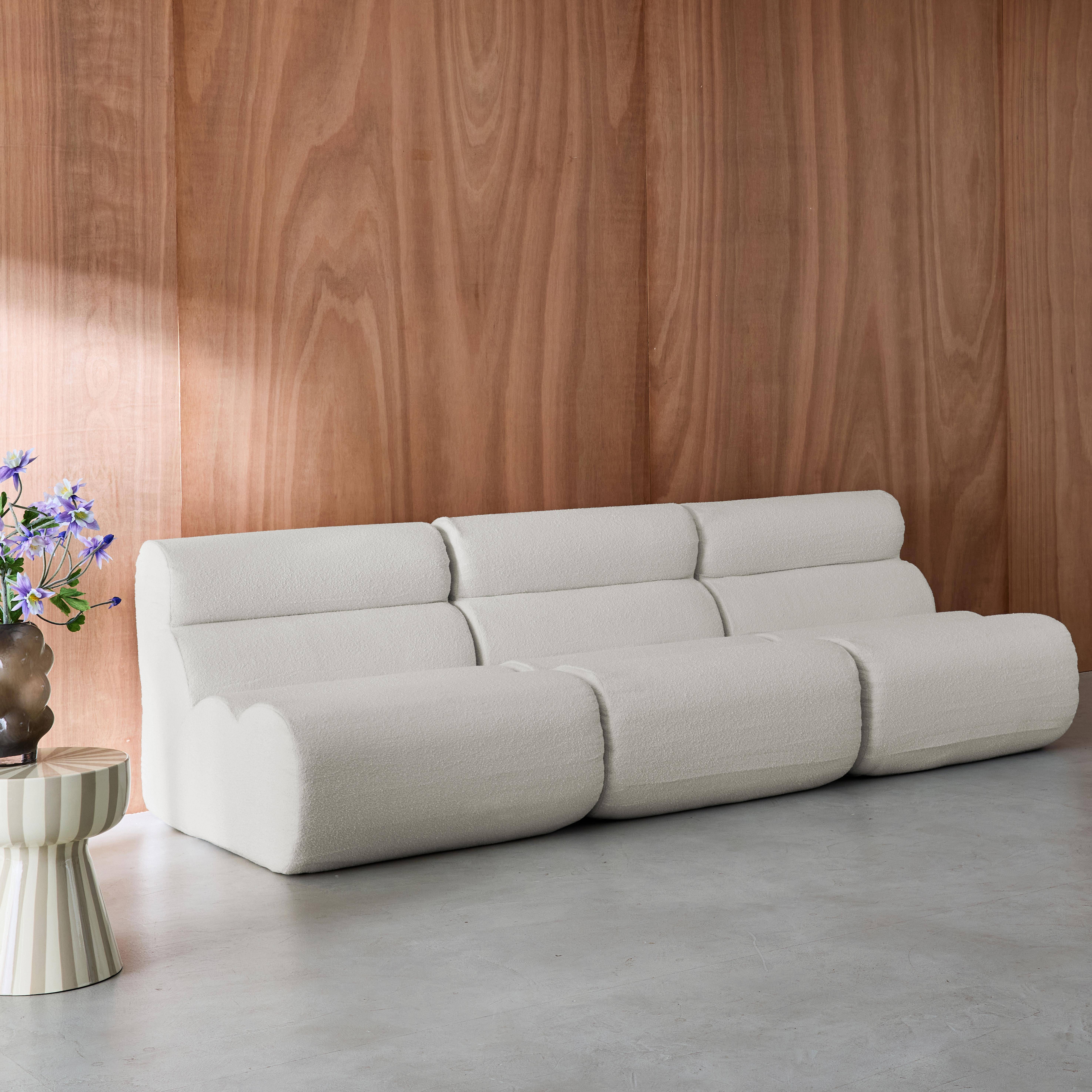 3er-Set modulare Lounge-Sessel mit strukturiertem Bouclé-Bezug in weiß B 81 x T 99 x H 75 cm - Nova,sweeek,Photo2