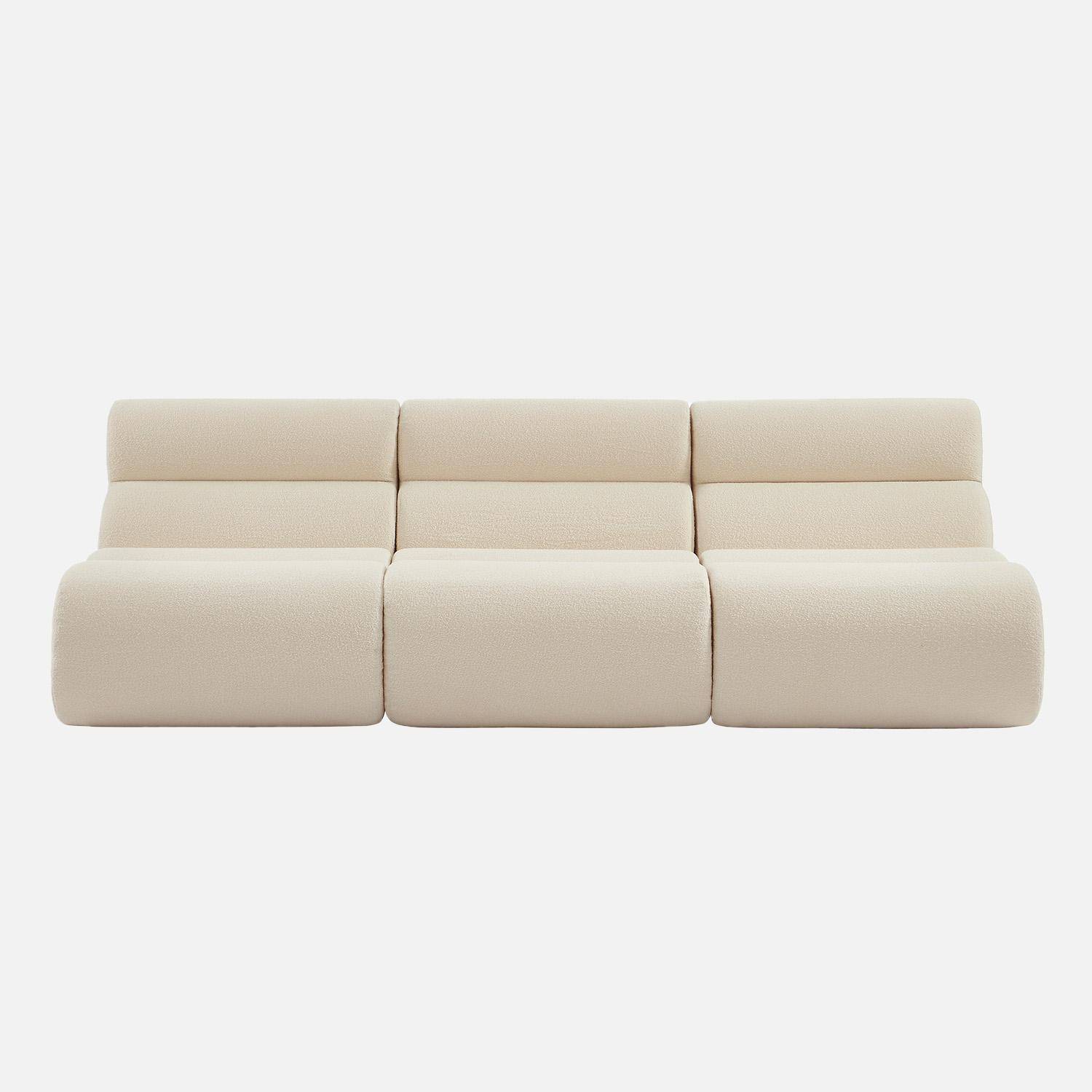 Sofá modular de borreguito texturizado, 3 plazas, Nova borreguito, Blanco, 81x99x75 cm Photo2