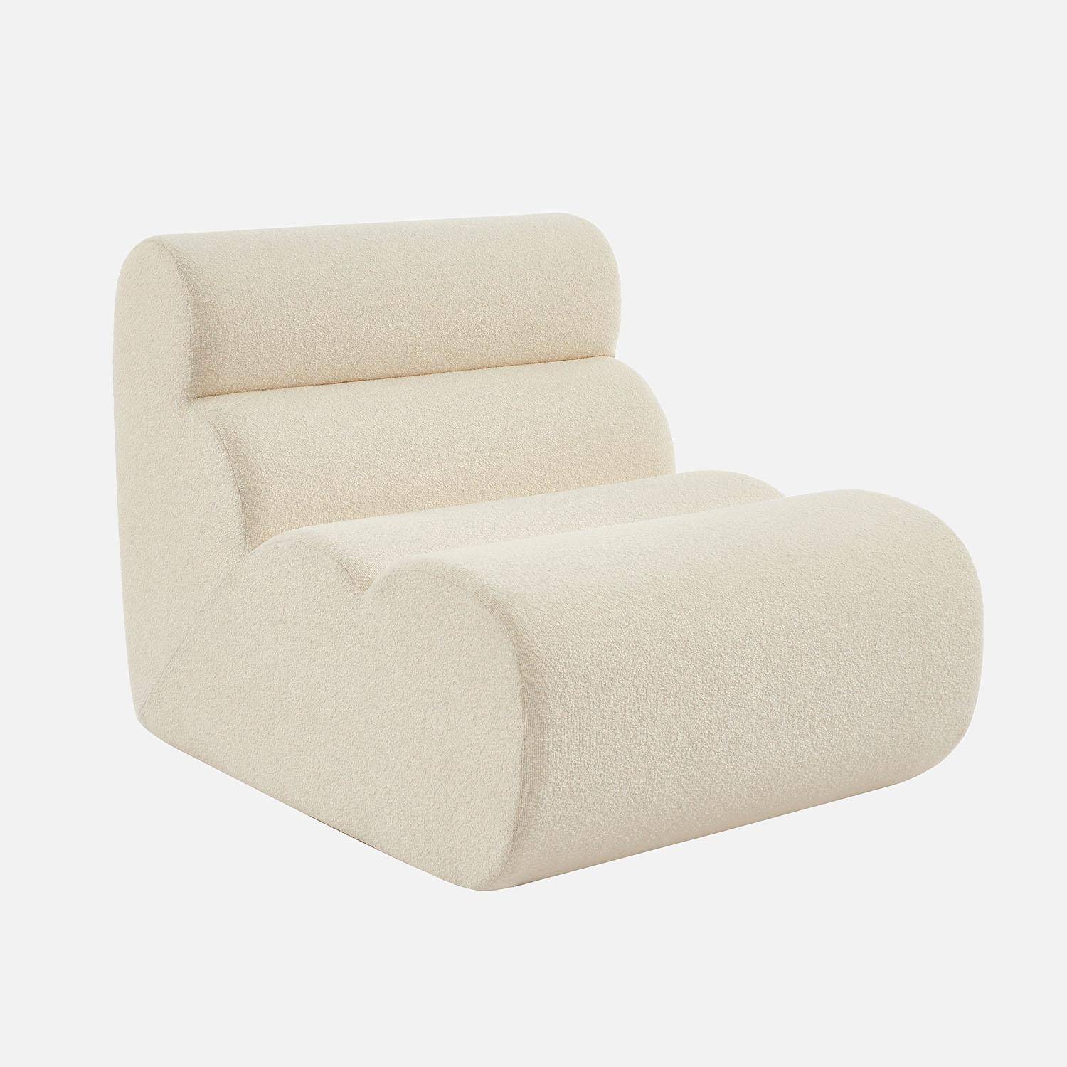 Sofá modular de borreguito texturizado, 3 plazas, Nova borreguito, Blanco, 81x99x75 cm Photo4