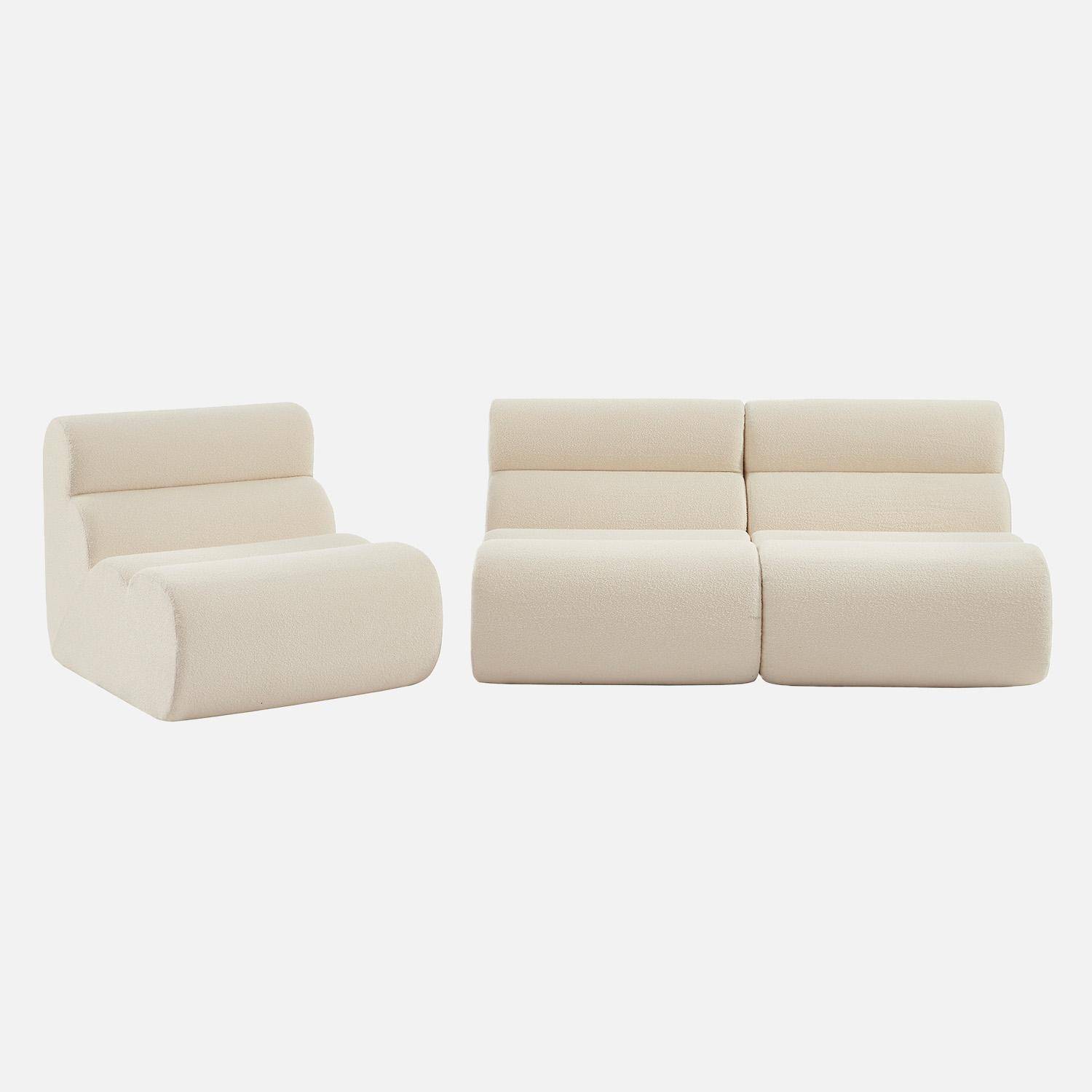 Sofá modular de borreguito texturizado, 3 plazas, Nova borreguito, Blanco, 81x99x75 cm Photo3