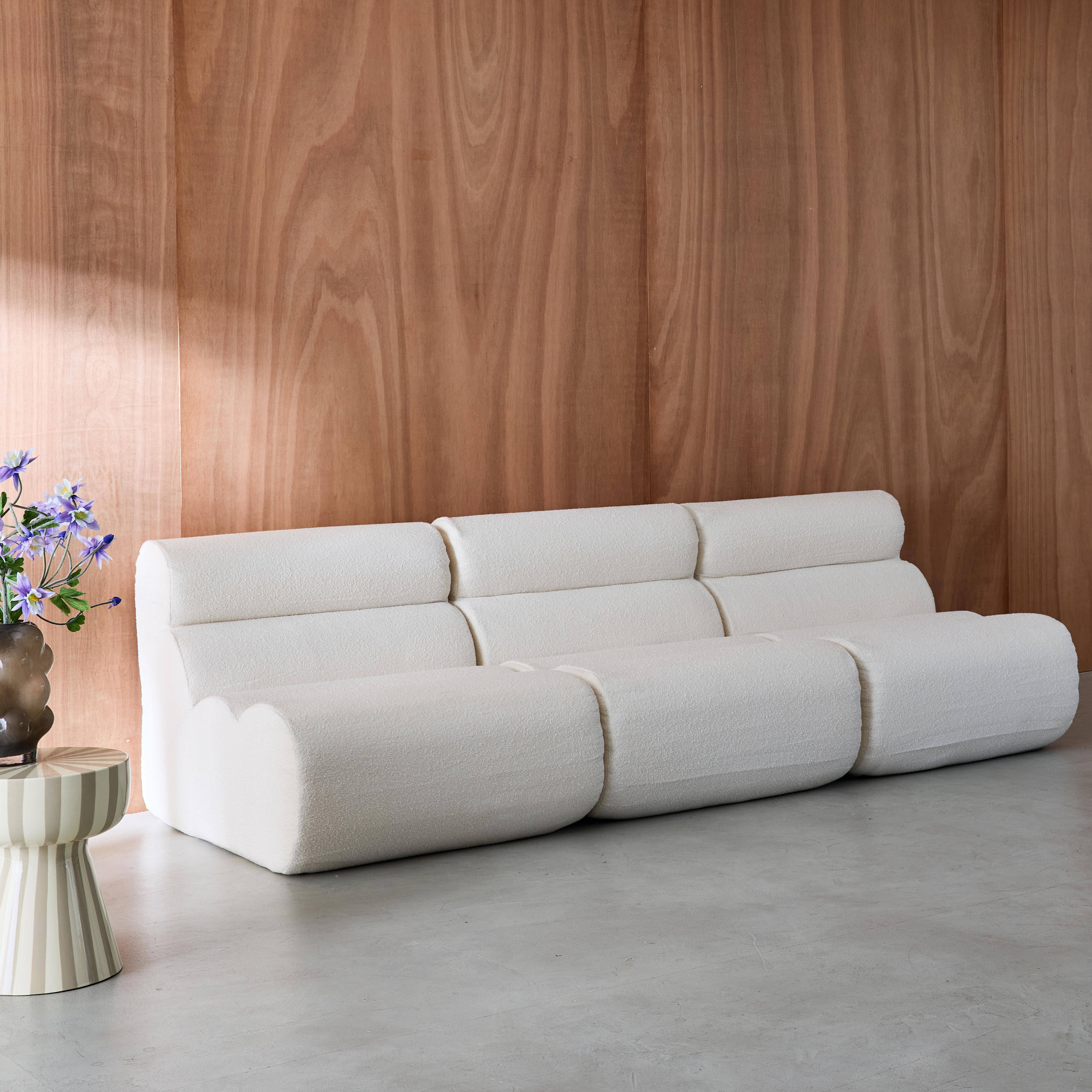 3er-Set modulare Lounge-Sessel mit strukturiertem Bouclé-Bezug in weiß B 81 x T 99 x H 75 cm - Nova Photo3