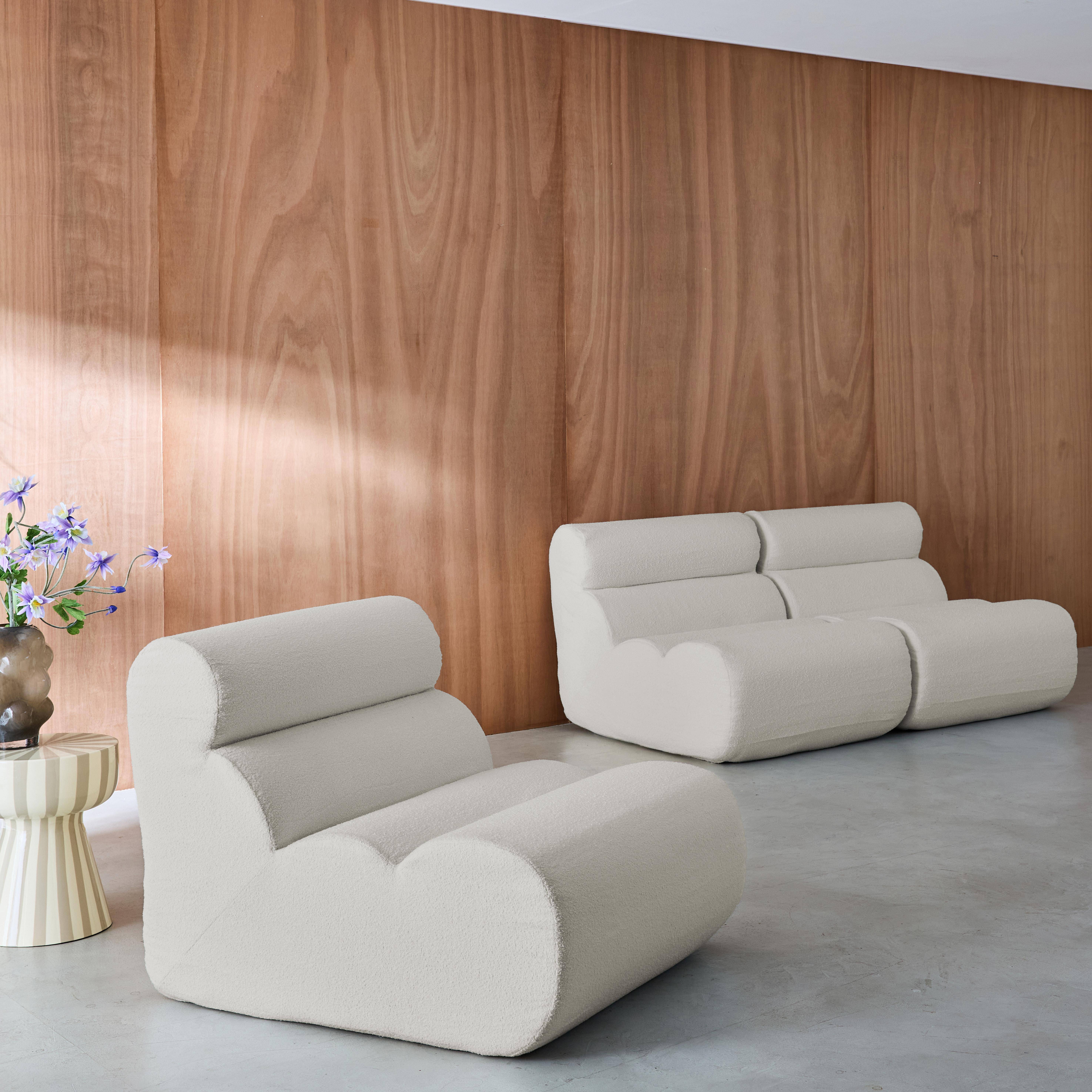 3er-Set modulare Lounge-Sessel mit strukturiertem Bouclé-Bezug in weiß B 81 x T 99 x H 75 cm - Nova Photo1