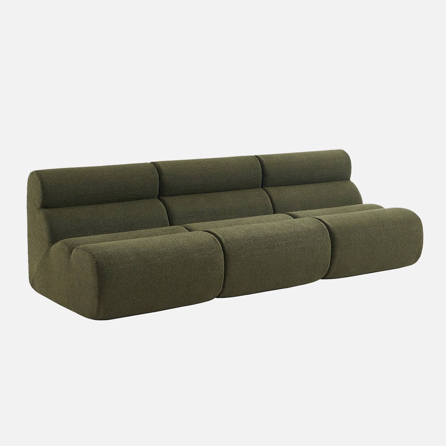 Chauffeuse Convertible 1 Place Fleeep - Revêtement Bouclette Kaki, 5 Positions, Se Transforme En Lit D'appoint