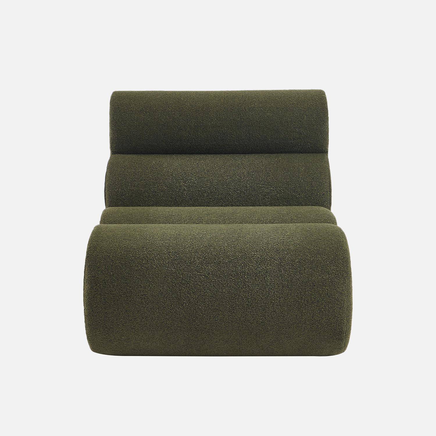 Lot de 3 chauffeuses bouclette texturée kaki 1 place - L 81 x P 99 x H 81cm - Nova Photo5