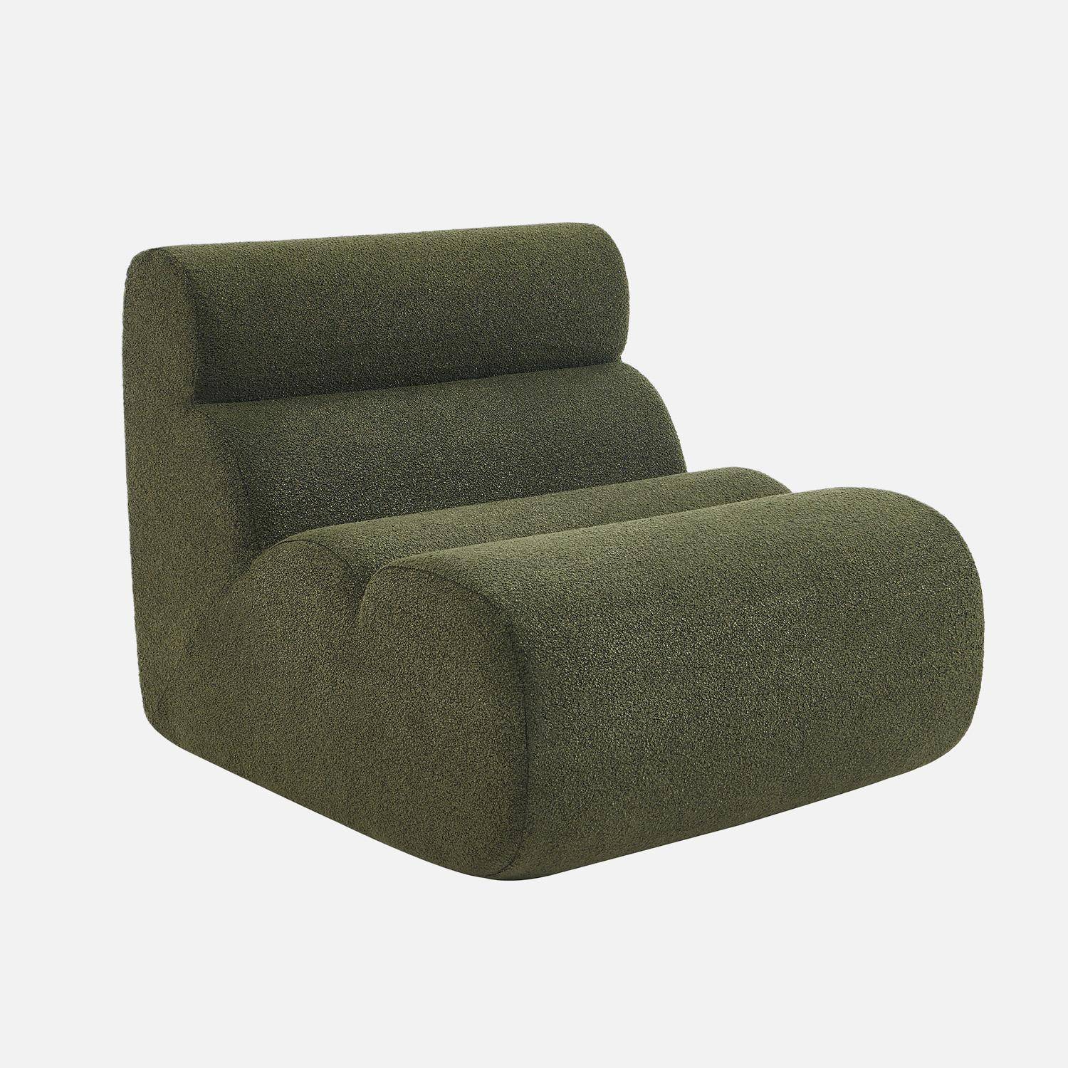 Lot de 3 chauffeuses bouclette texturée kaki 1 place - L 81 x P 99 x H 81cm - Nova Photo4