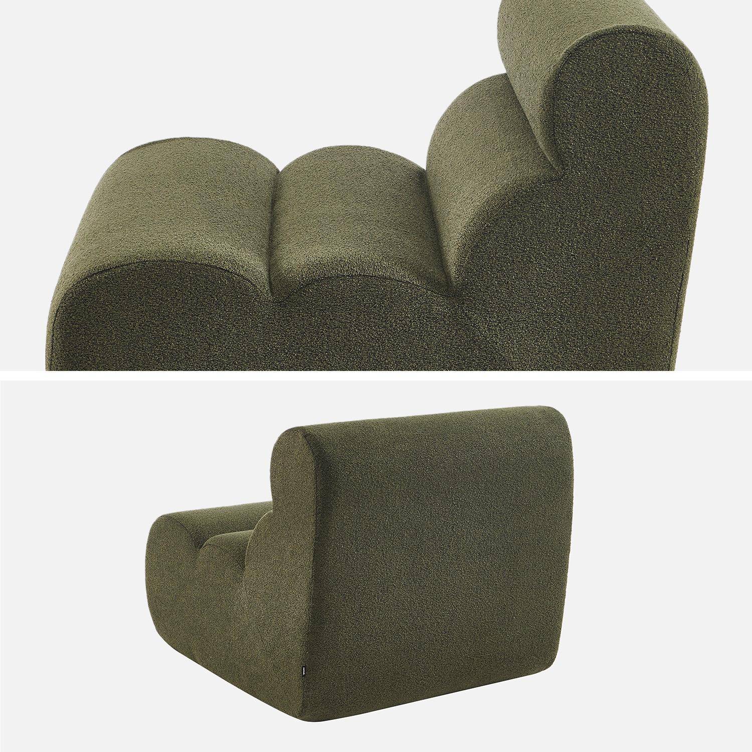 Lot de 3 chauffeuses bouclette texturée kaki 1 place - L 81 x P 99 x H 81cm - Nova Photo6