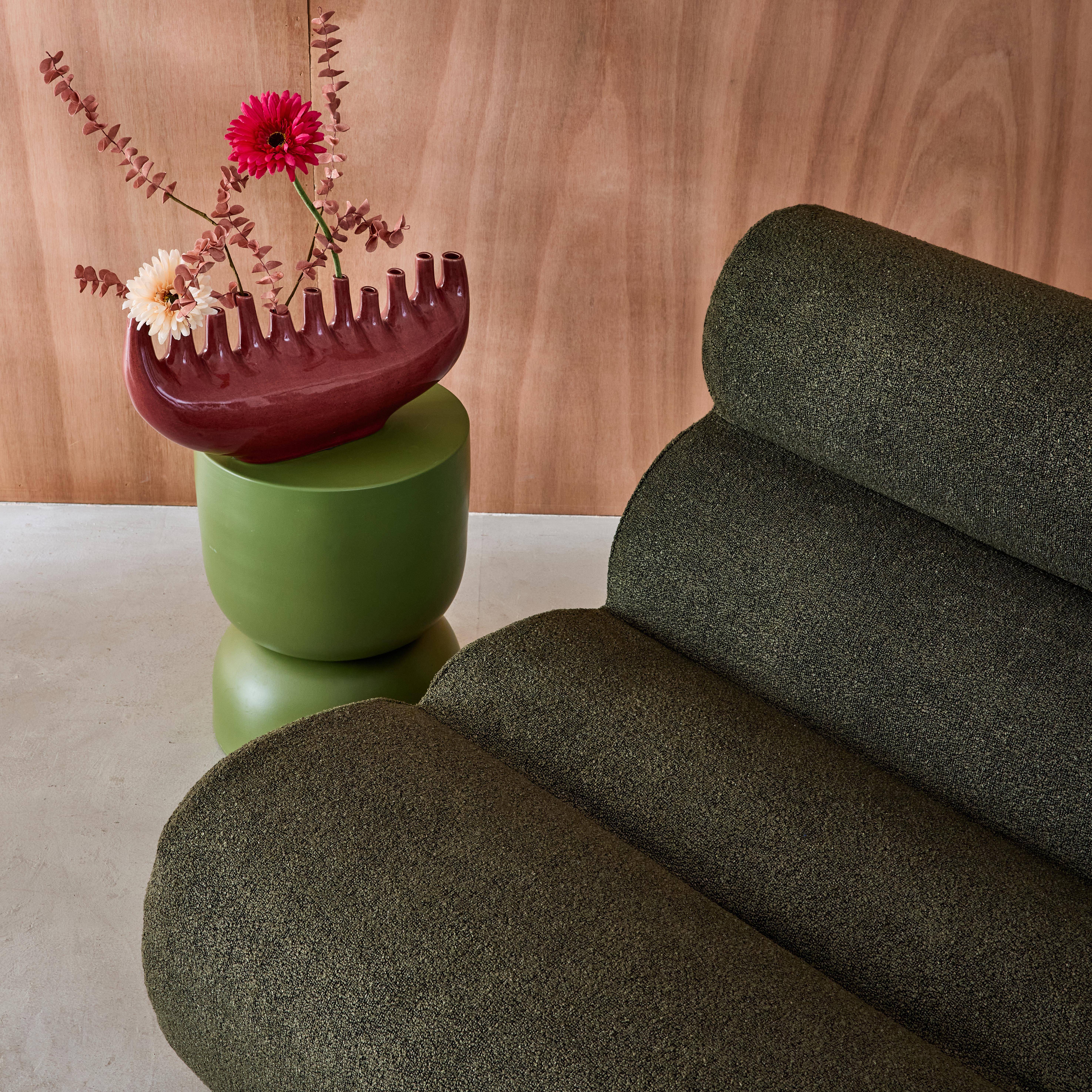 3er-Set modulare Lounge-Sessel mit strukturiertem Bouclé-Bezug in khaki B 81 x T 99 x H 75 cm - Nova Photo4