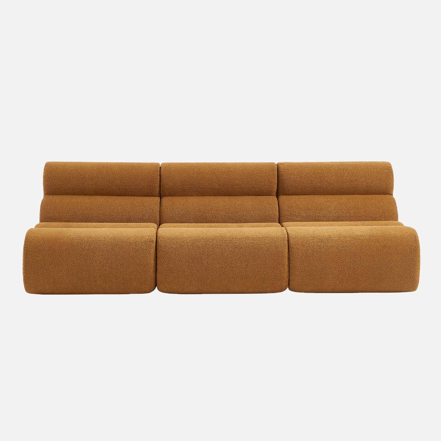 Sofá modular de borreguito texturizado, 3 plazas, Nova borreguito, Mostaza, 81x99x75 cm Photo2