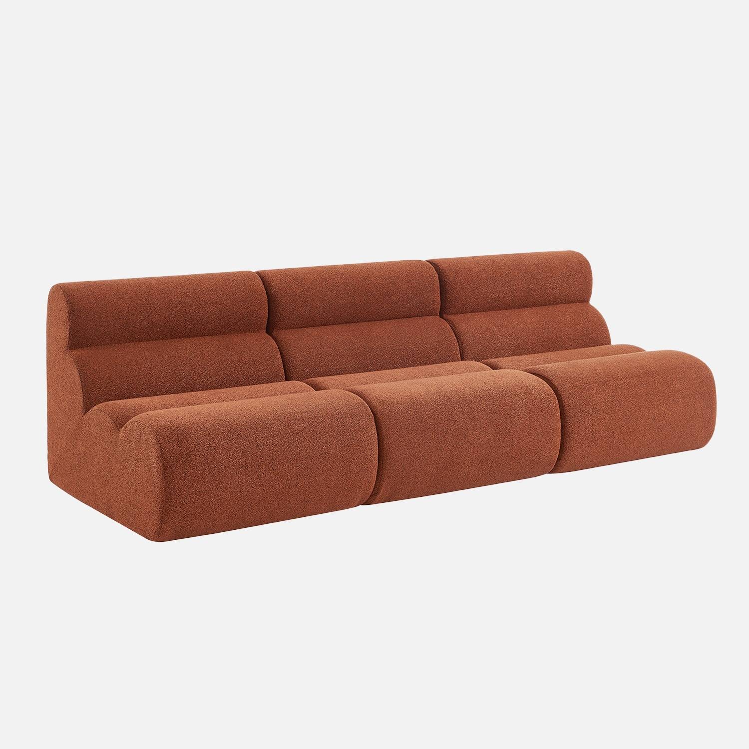 Chauffeuse bouclette texturée terracotta 1 place (lot de 3)