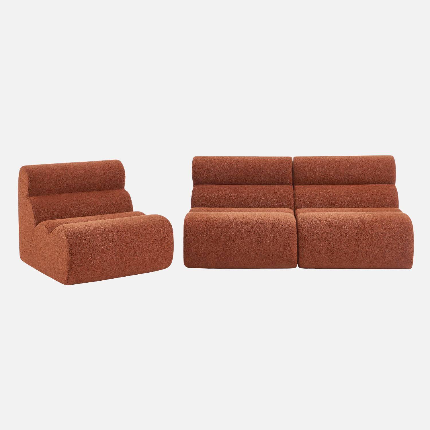 Divano modulare bouclé, 3 posti, Nova bouclé, Terracotta, 81x99x75 cm Photo3