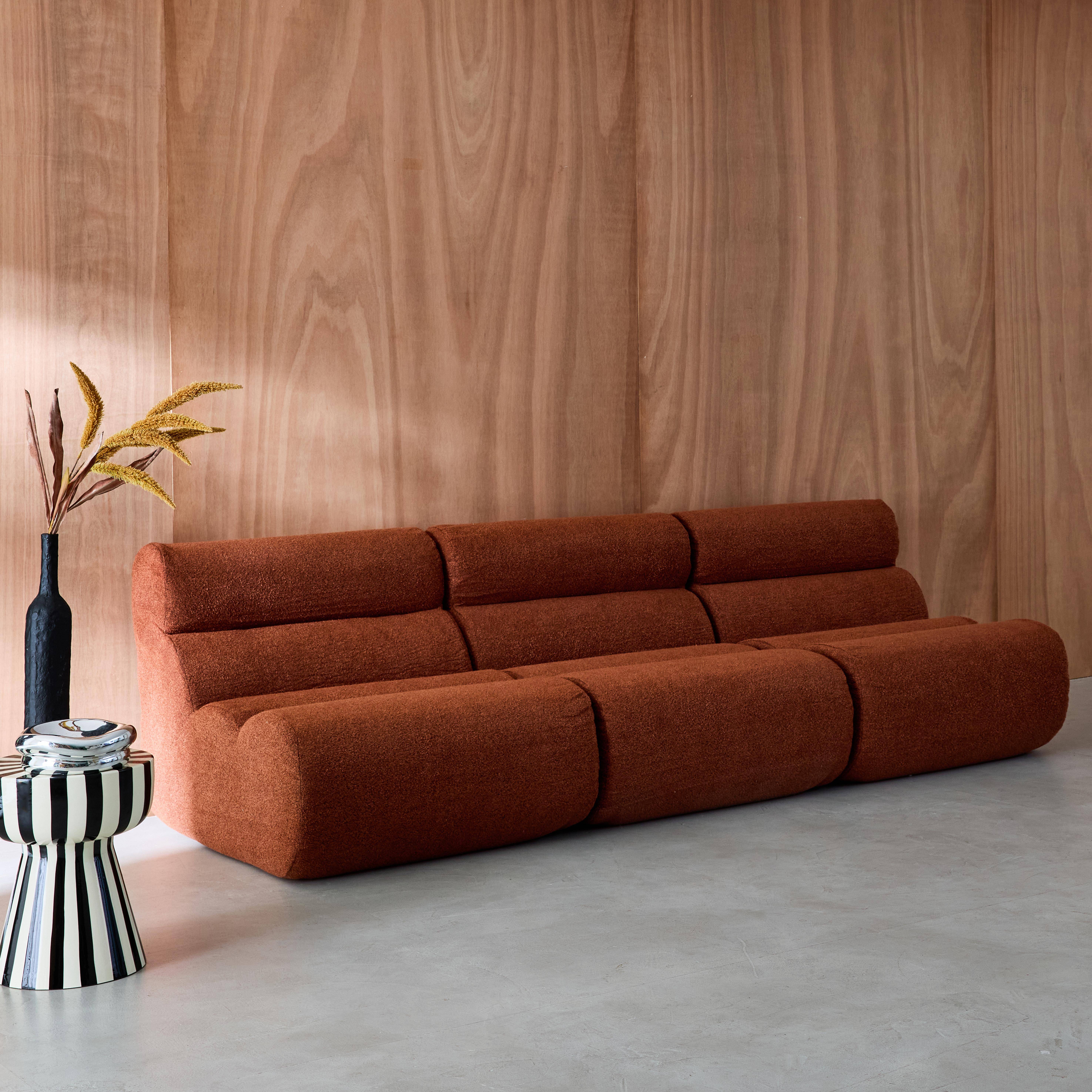 3er-Set modulare Lounge-Sessel mit strukturiertem Bouclé-Bezug in terrakotta B 81 x T 99 x H 75 cm - Nova,sweeek,Photo3