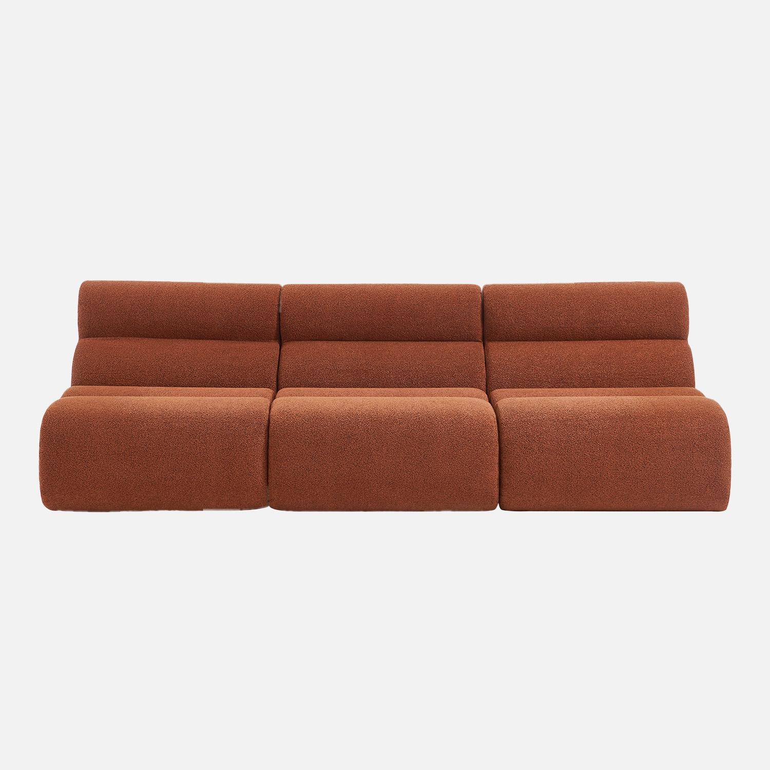 Divano modulare bouclé, 3 posti, Nova bouclé, Terracotta, 81x99x75 cm,sweeek,Photo2