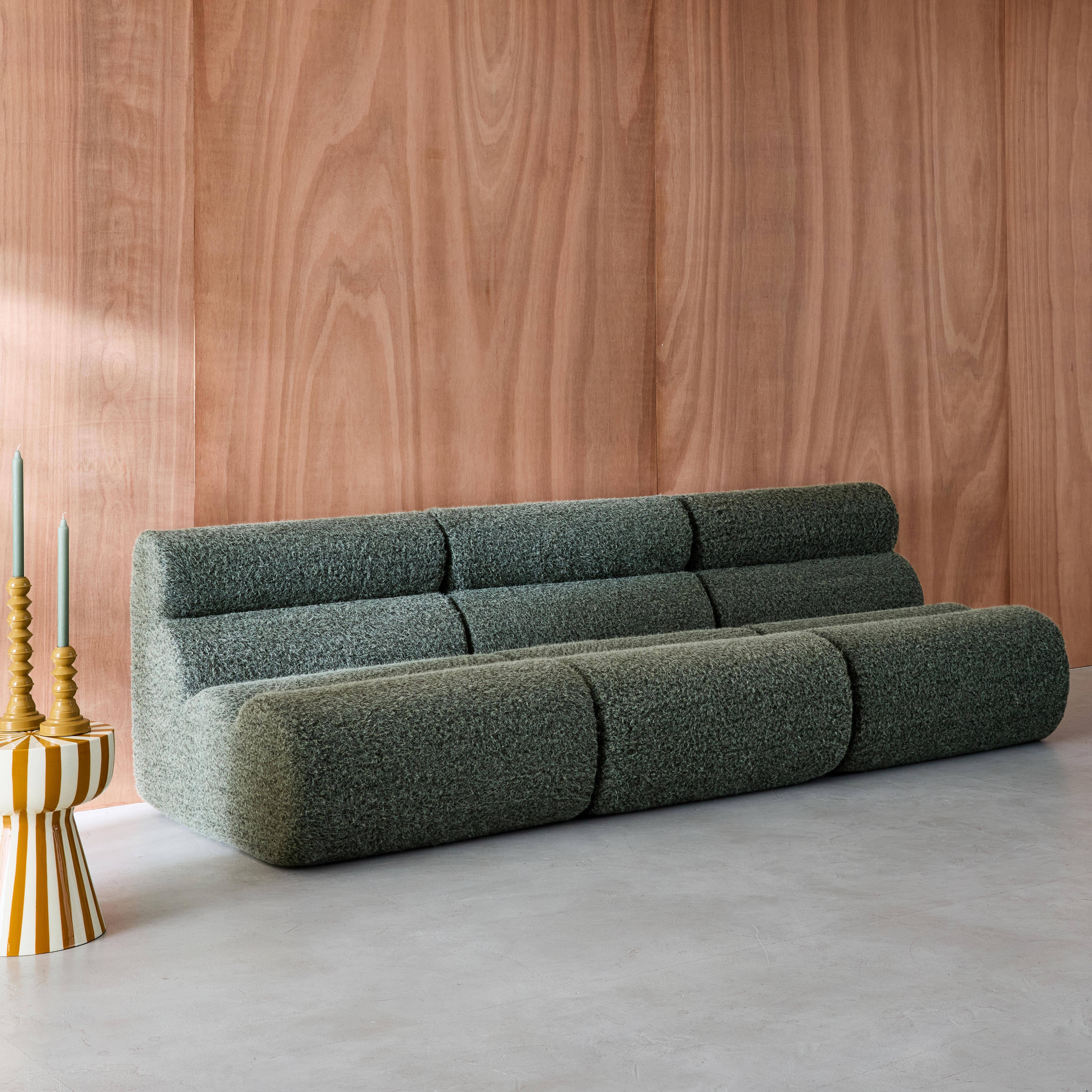 3er-Set modulare Lounge-Sessel mit Bezug im Alpaka-Look khaki B 81 x T 99 x H 75 cm - Nova,sweeek,Photo3