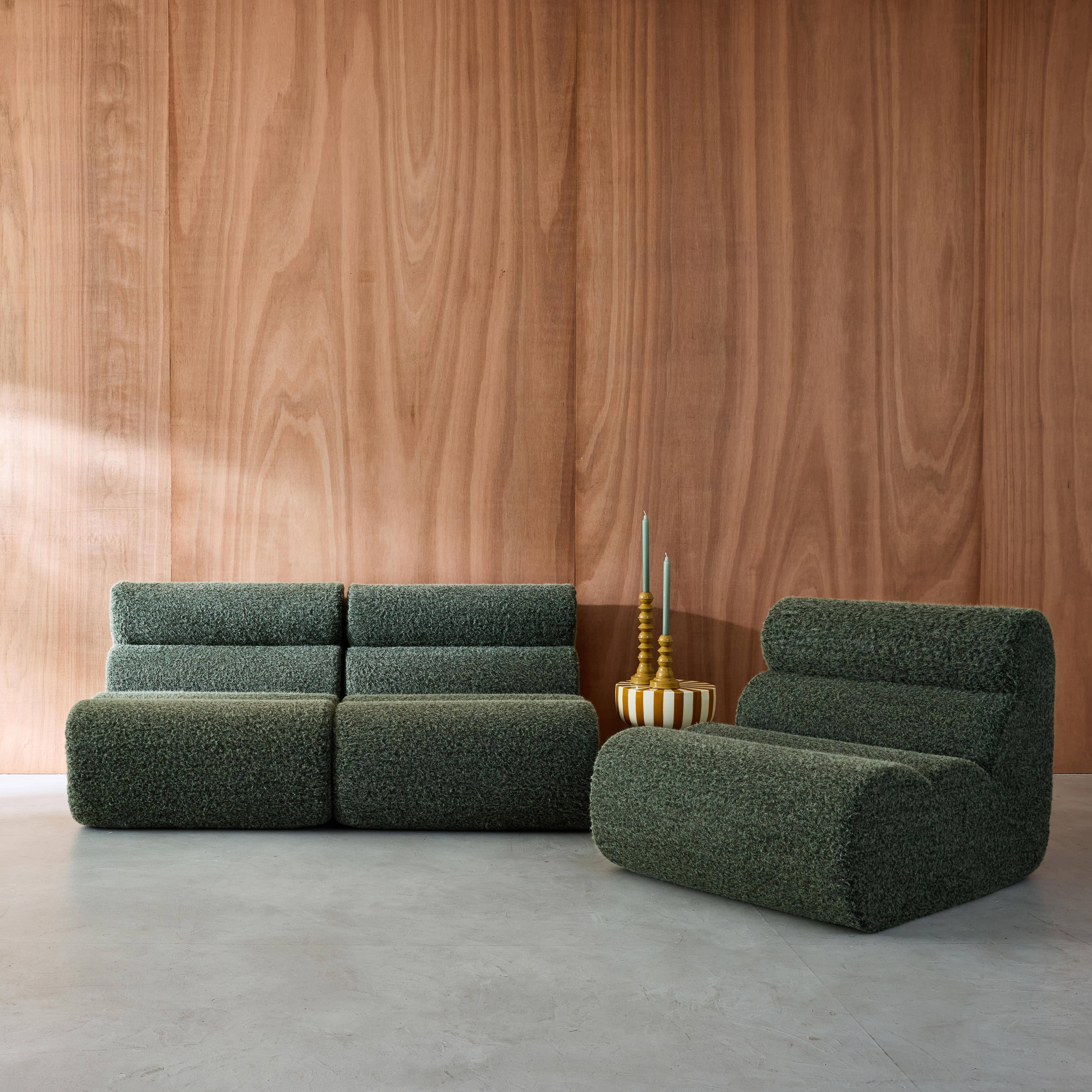 3er-Set modulare Lounge-Sessel mit Bezug im Alpaka-Look khaki B 81 x T 99 x H 75 cm - Nova,sweeek,Photo1