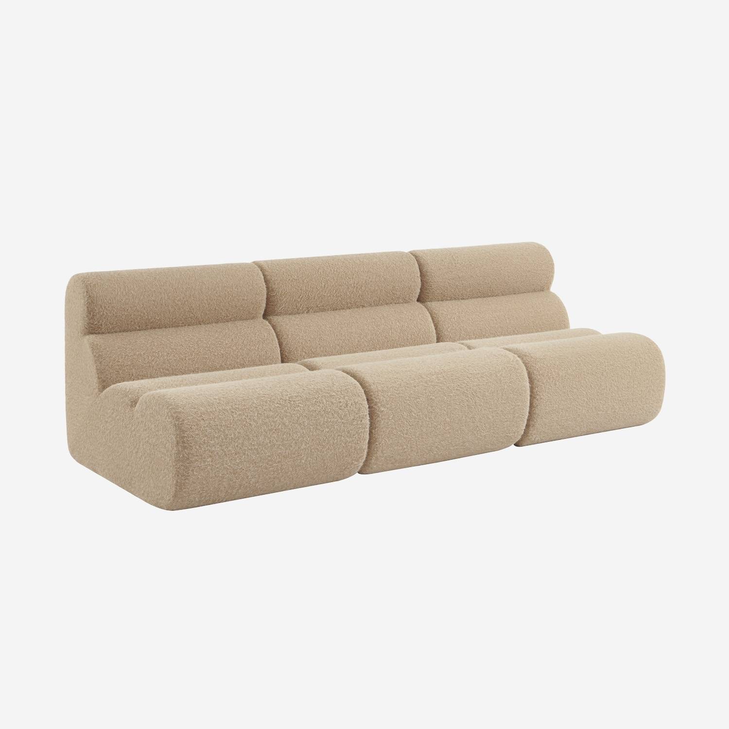 Chauffeuse tissu effet alpaca beige 1 place (lot de 3)