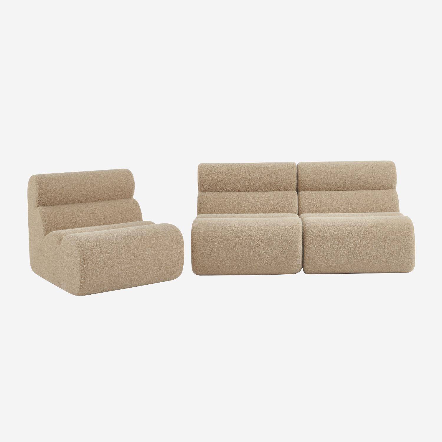 Sofá modular con efecto alpaca, 3 plazas, Nova alpaca, Beige, 81x99x75 cm Photo3