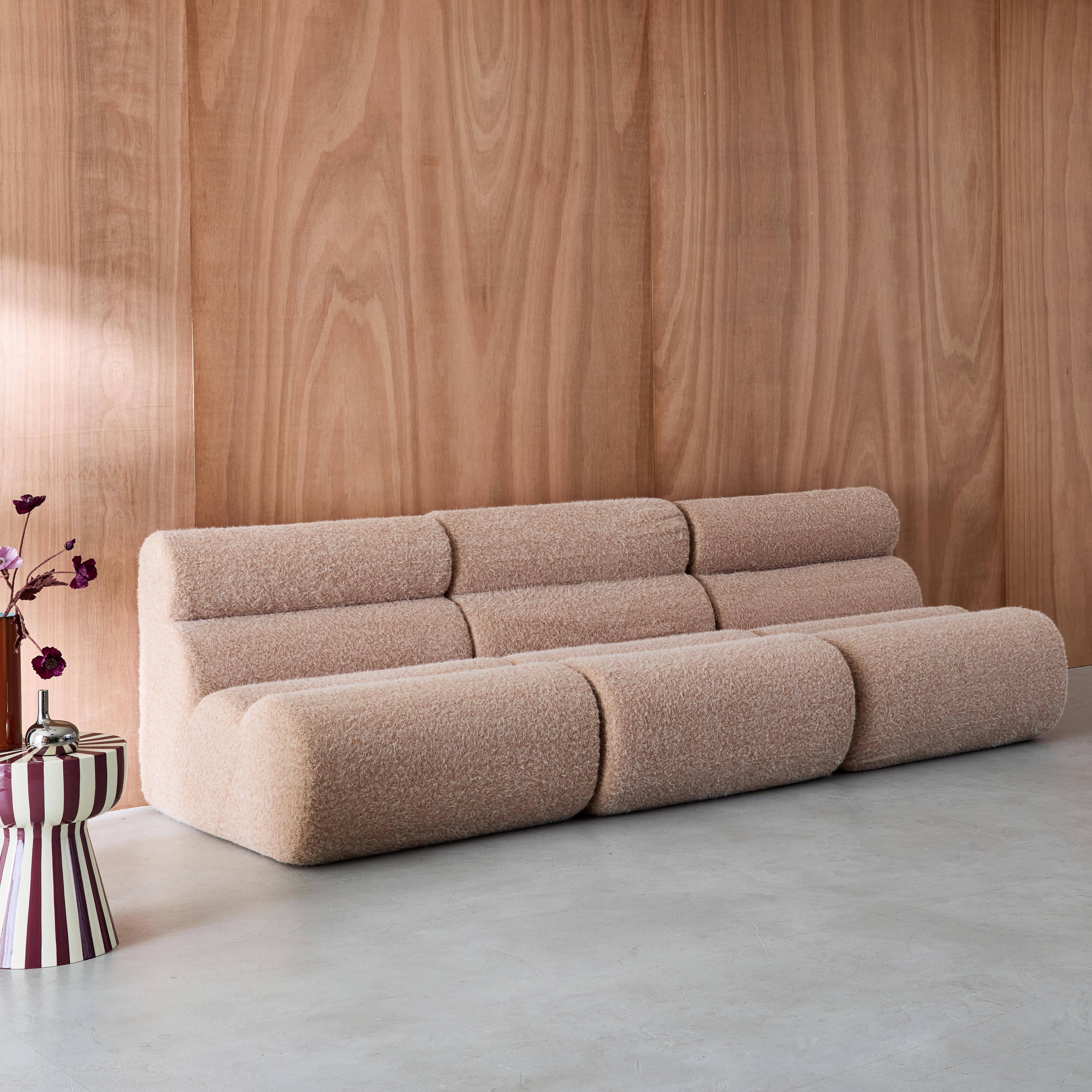 3er-Set modulare Lounge-Sessel mit Bezug im Alpaka-Look beige B 81 x T 99 x H 75 cm - Nova Photo3