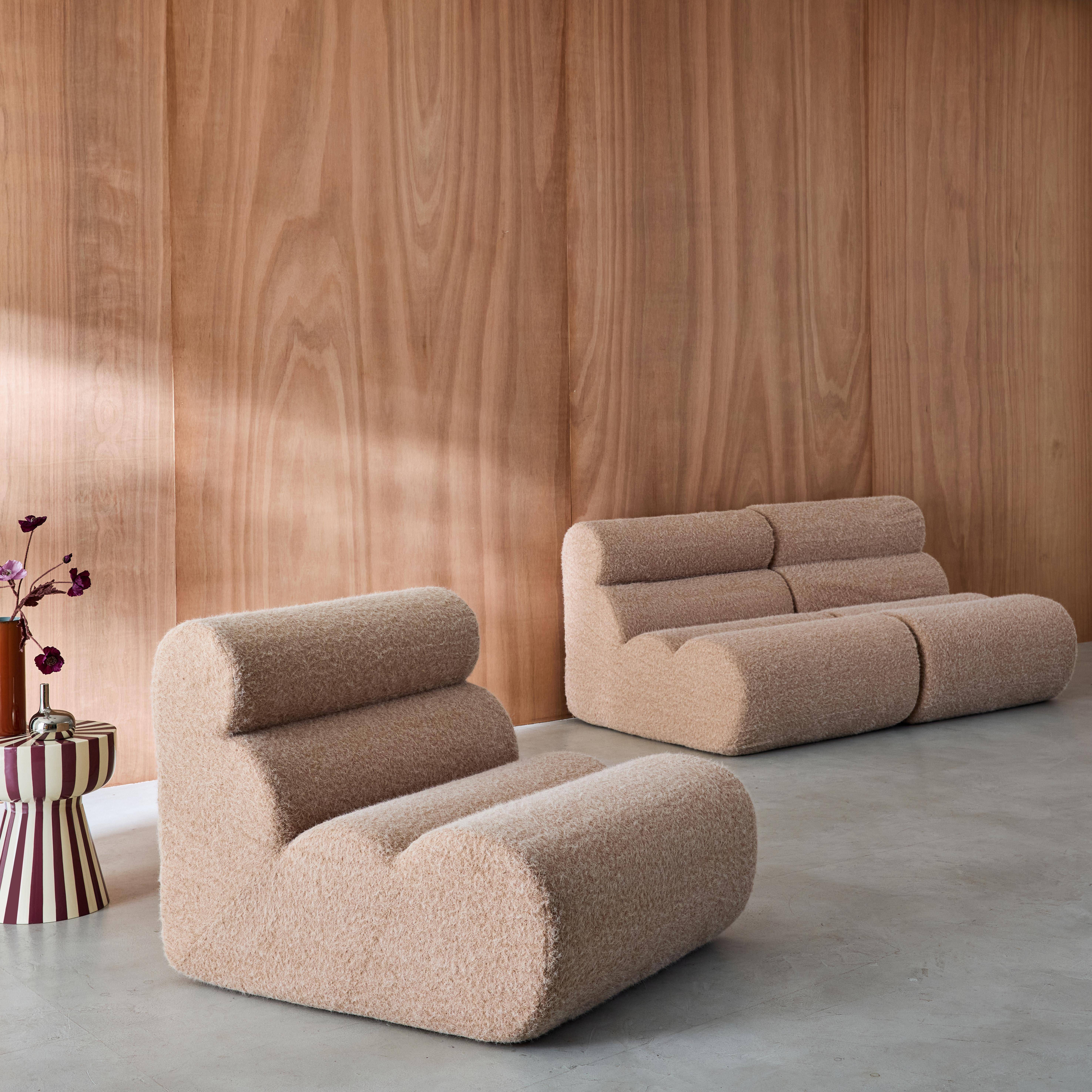 3er-Set modulare Lounge-Sessel mit Bezug im Alpaka-Look beige B 81 x T 99 x H 75 cm - Nova,sweeek,Photo2