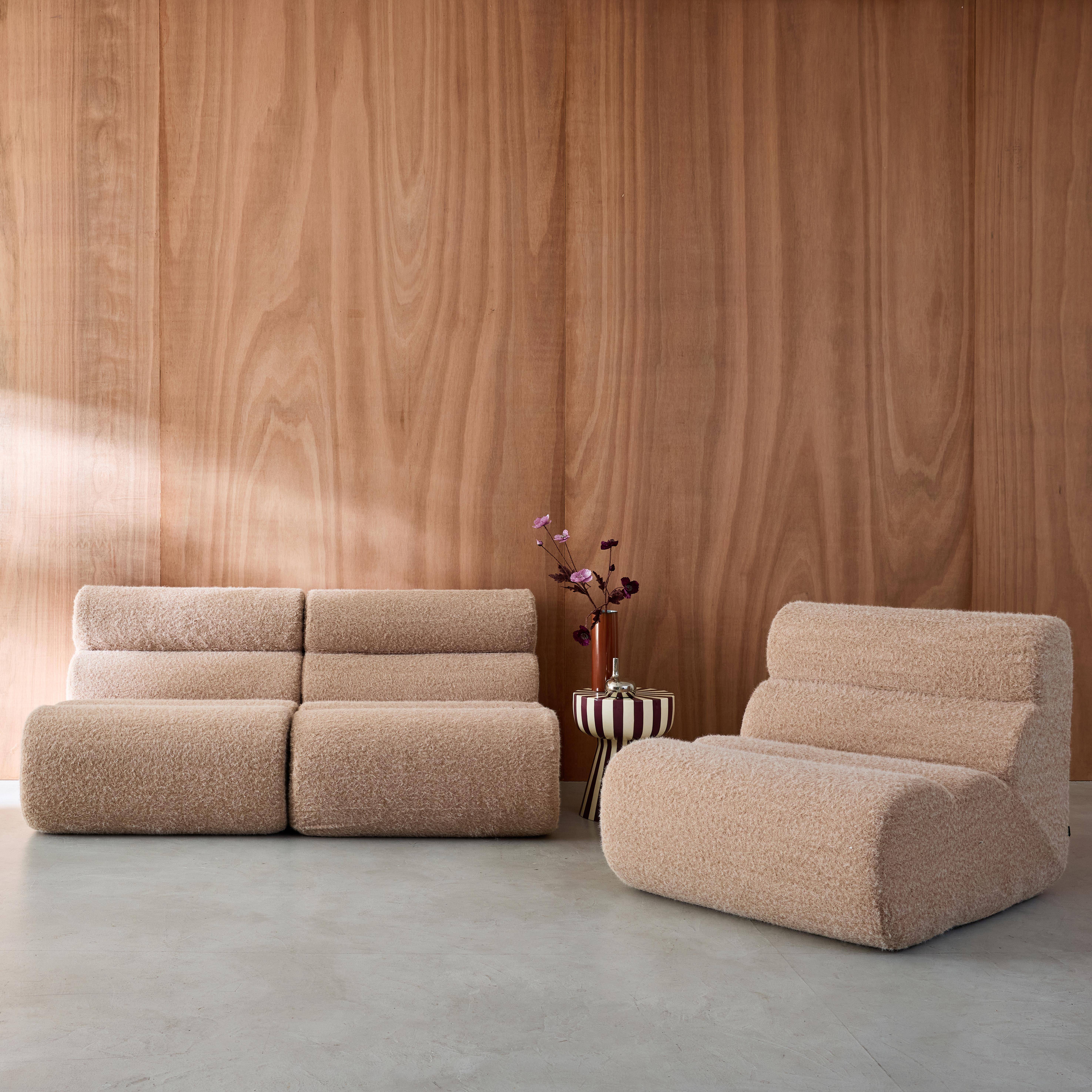 3er-Set modulare Lounge-Sessel mit Bezug im Alpaka-Look beige B 81 x T 99 x H 75 cm - Nova,sweeek,Photo1