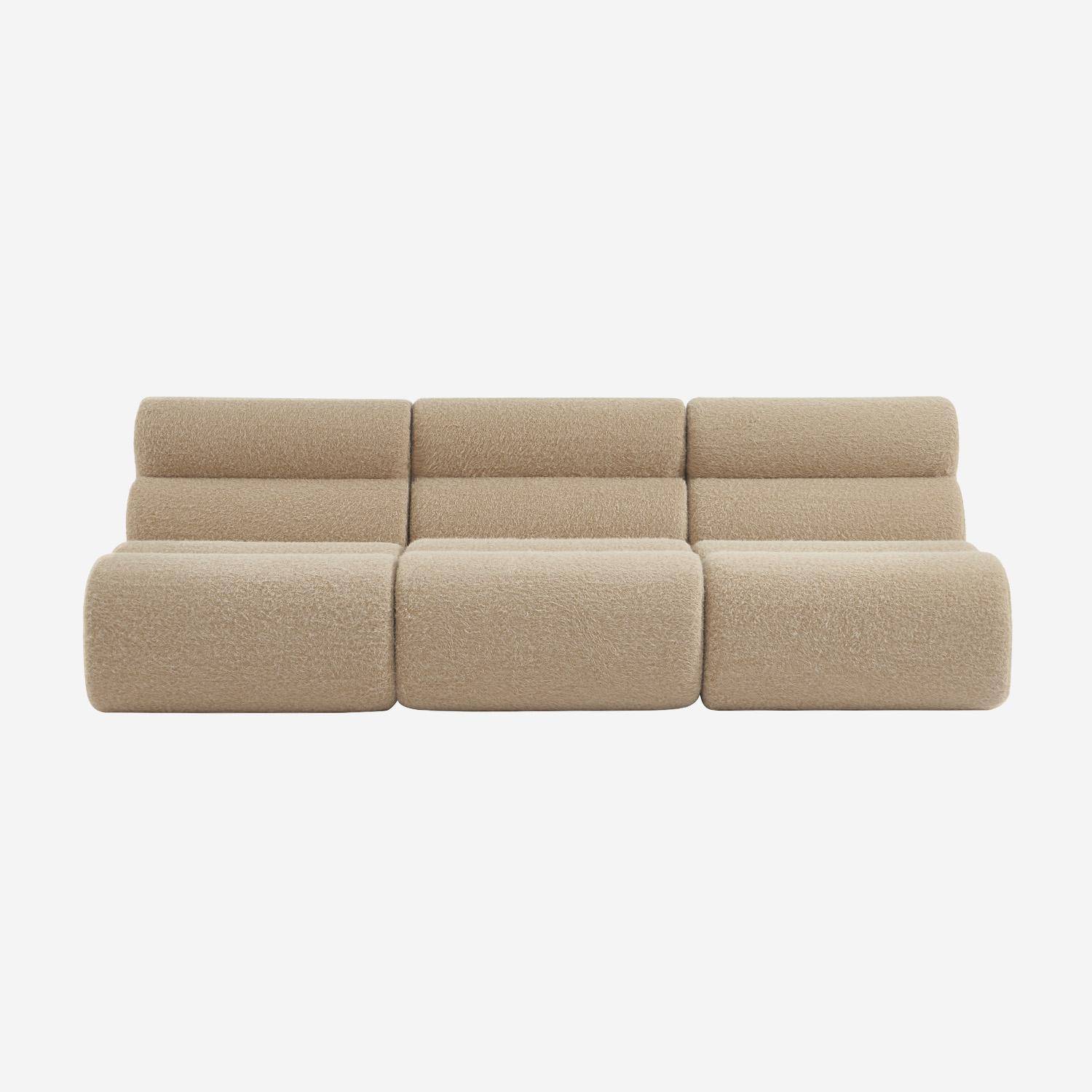 Sofá modular con efecto alpaca, 3 plazas, Nova alpaca, Beige, 81x99x75 cm,sweeek,Photo2