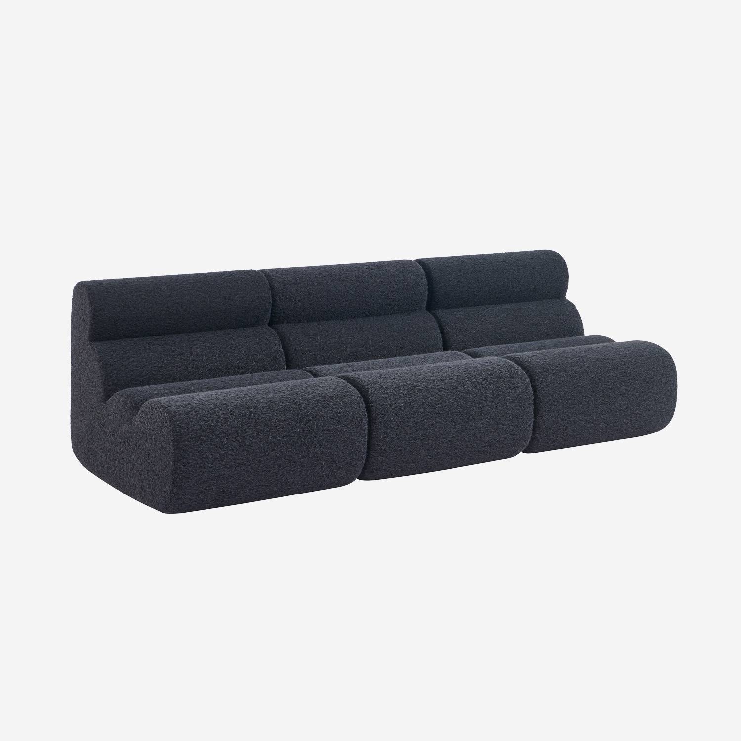 Chauffeuse tissu effet alpaca bleu foncé 1 place (lot de 3)