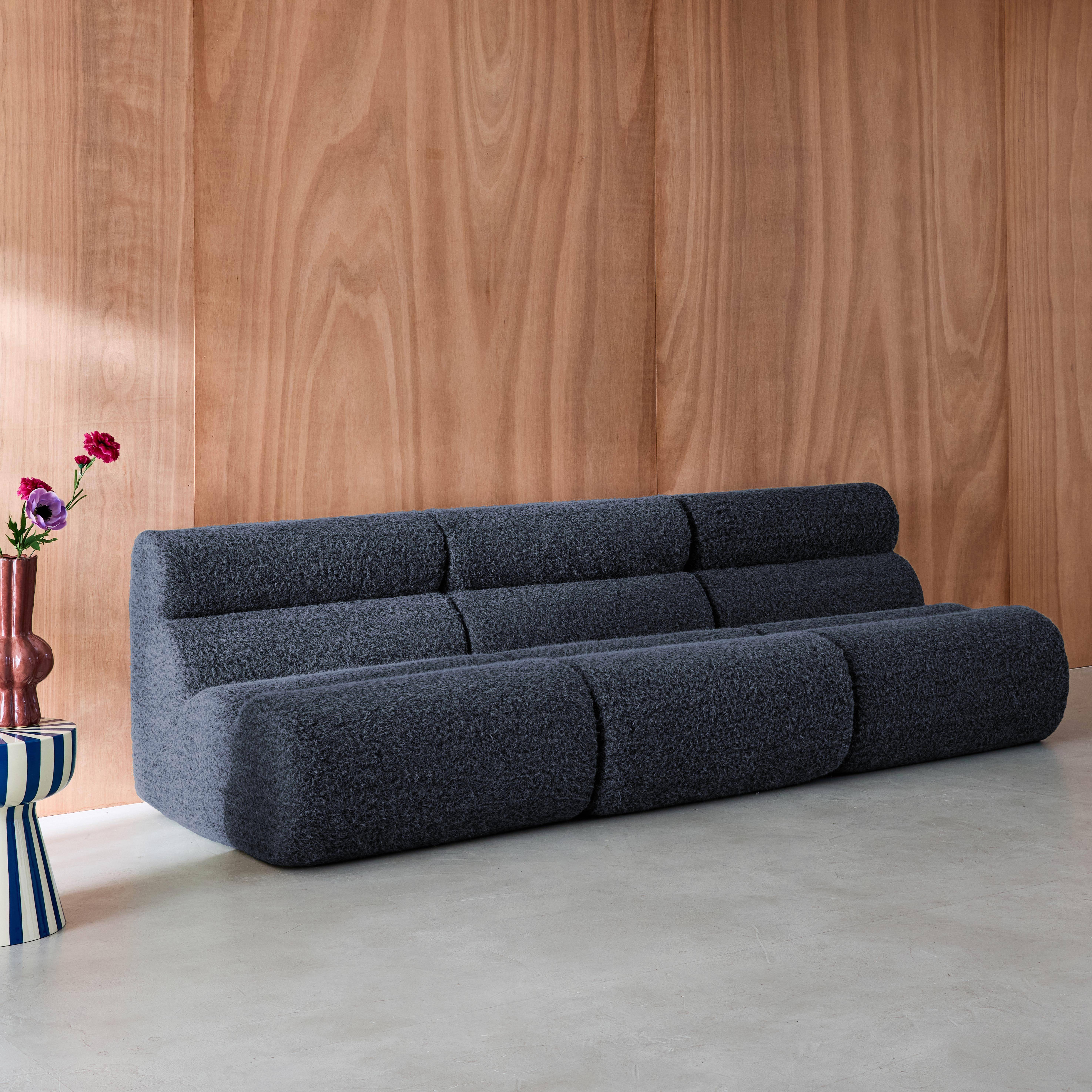 Stoffen fauteuils effect alpaca 1 zitplaats (set van 3) donkerblauw L 81 x B 99 x H 75cm - Nova Photo3