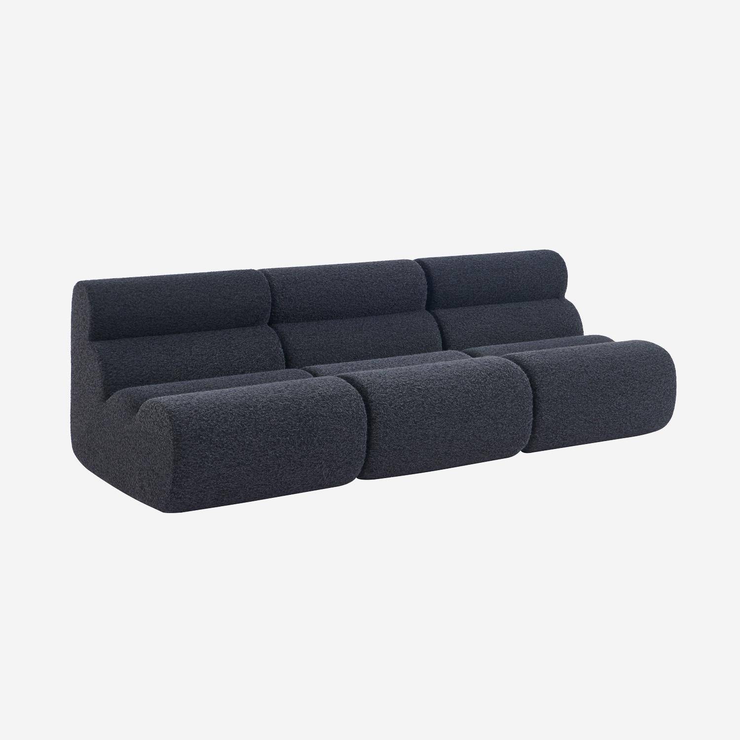 Stoffen fauteuils effect alpaca 1 zitplaats (set van 3) donkerblauw L 81 x B 99 x H 75cm - Nova,sweeek,Photo6