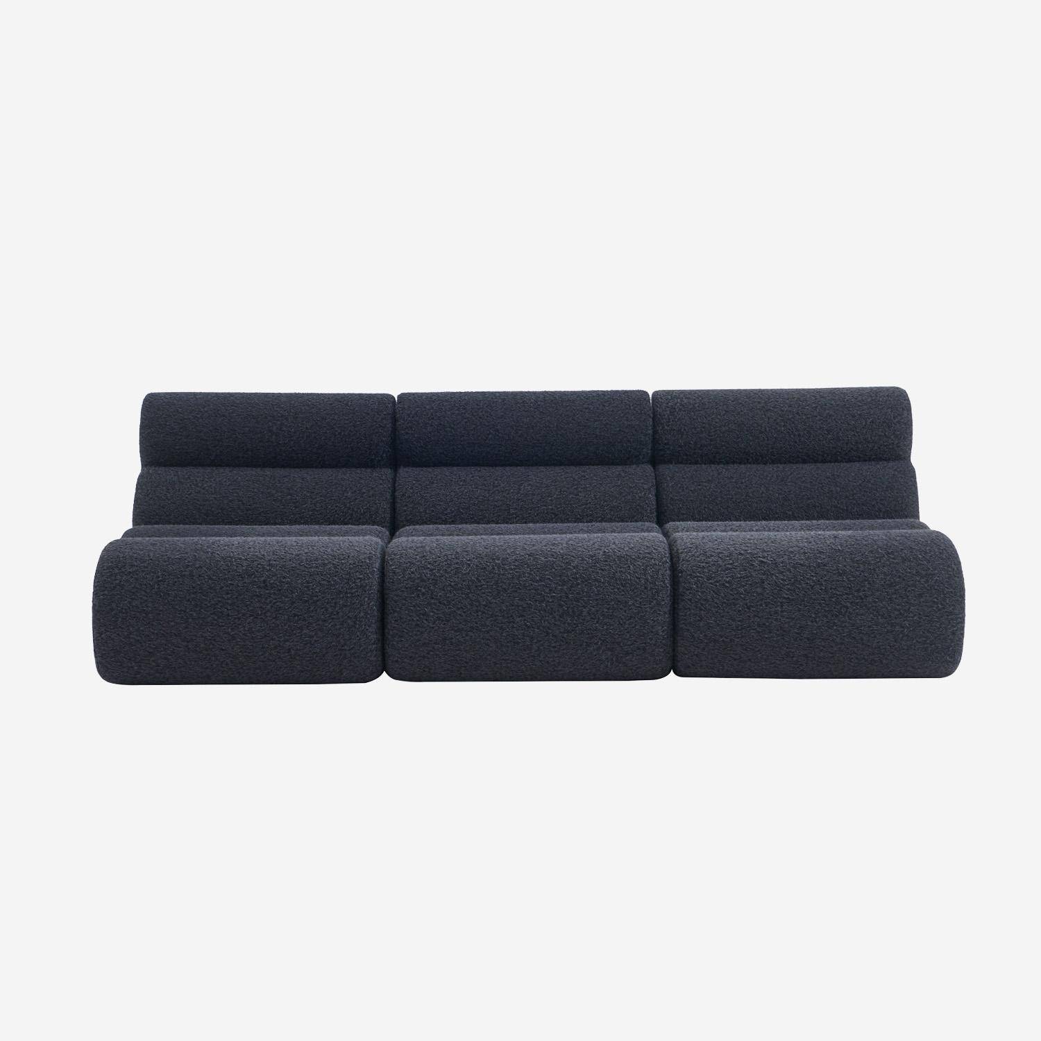 Sofá modular con efecto alpaca, 3 plazas, Nova alpaca, Azul oscuro, 81x99x75 cm Photo2