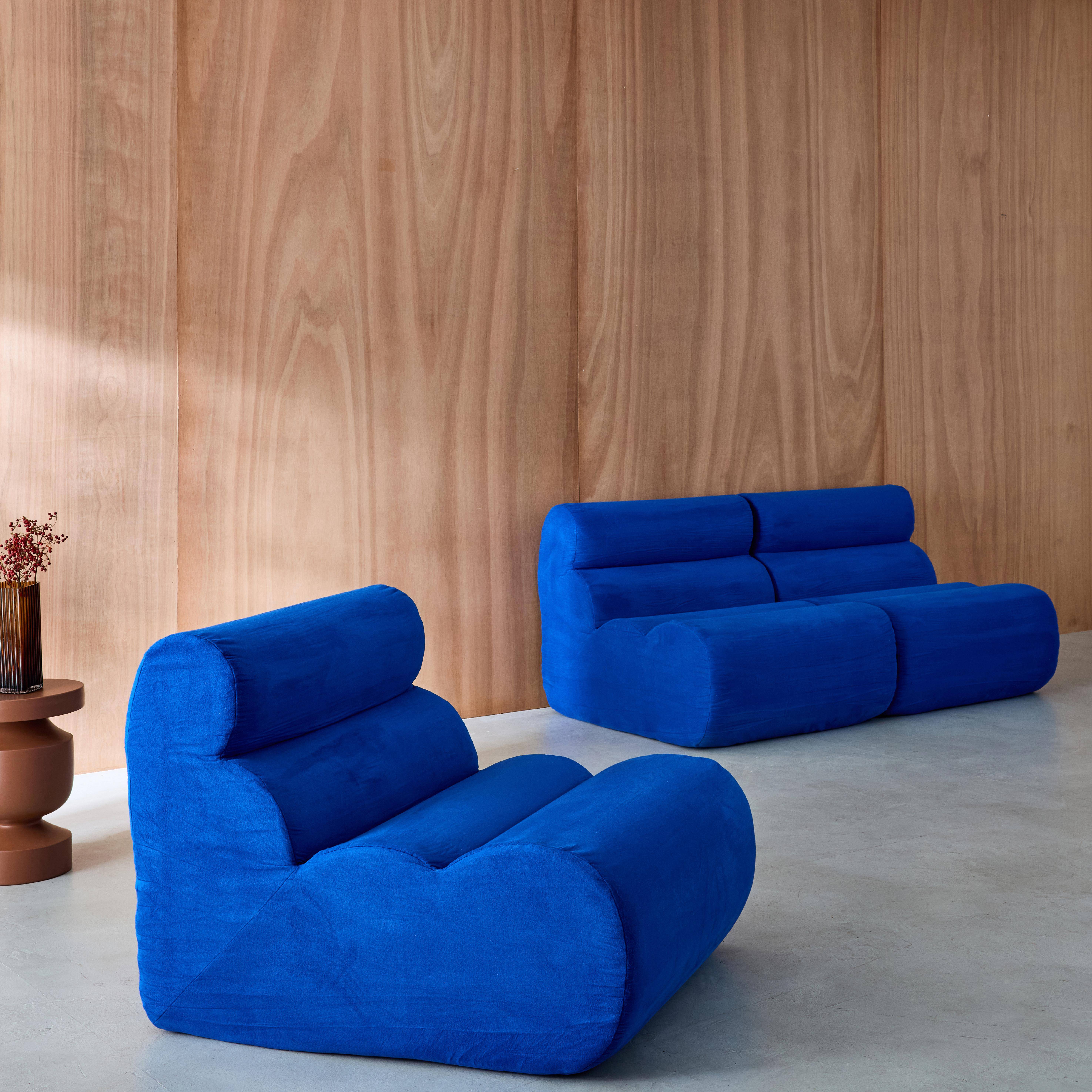 Stoffen fauteuils 1 zitplaats (set van 3) elektrisch blauw L 81 x B 99 x H 75cm - Nova,sweeek,Photo2