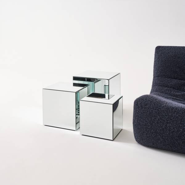 Kubischer Beistelltisch mit Spiegelglas 30 cm I sweeek