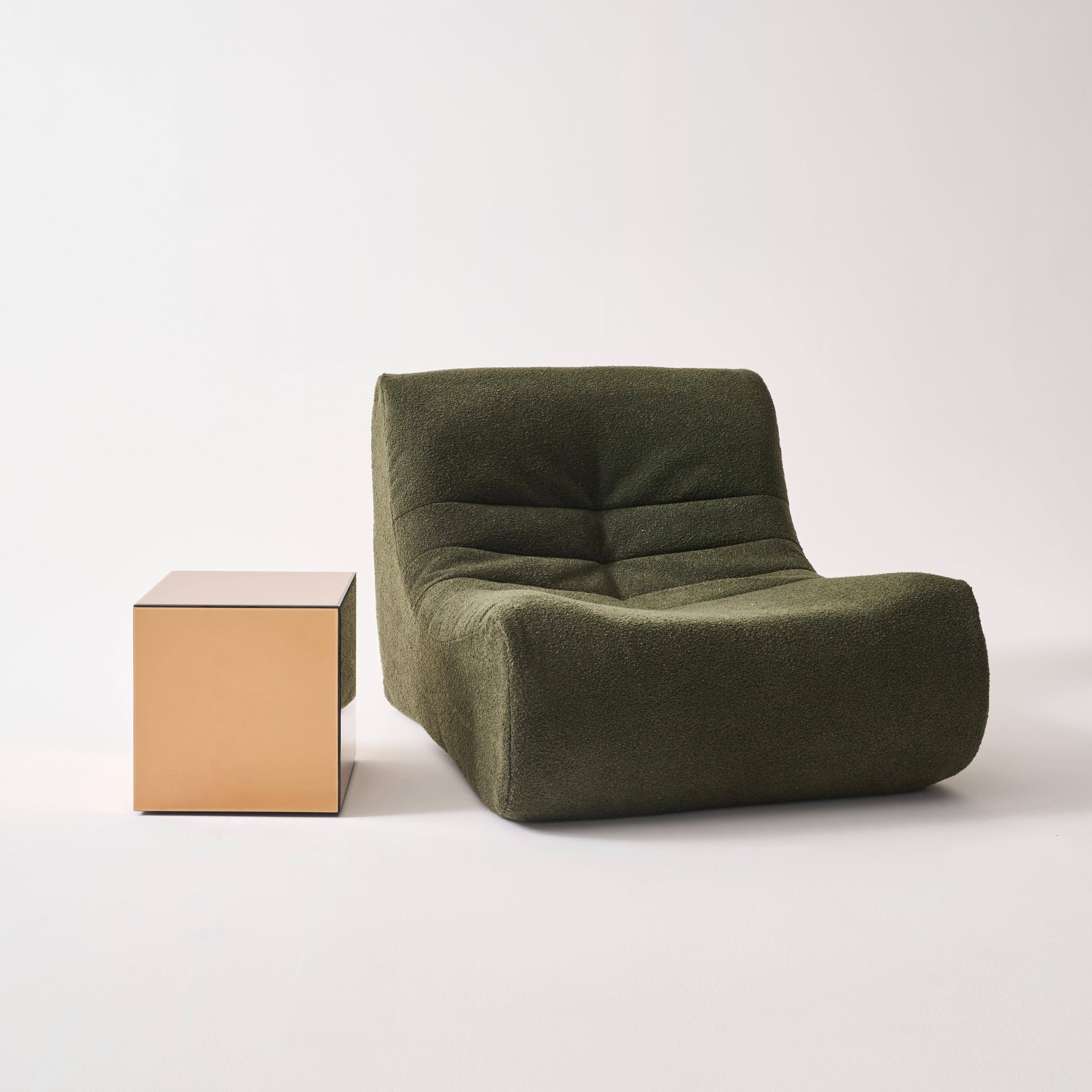 Tavolino, lato del divano, cubo a specchio 35cm, Mirage, Ambre, 35x35x36 cm,sweeek,Photo2