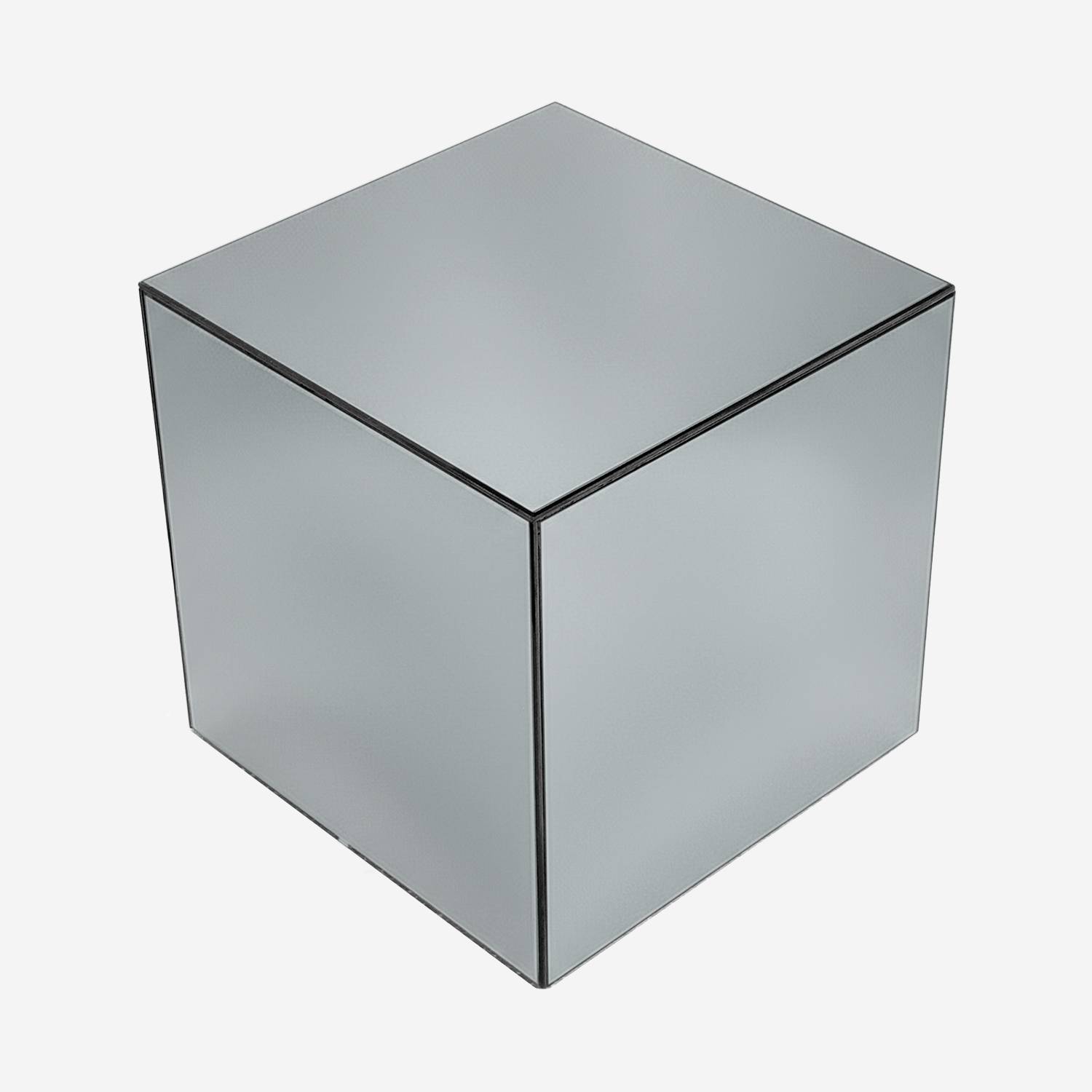 Mesa cúbica espejada, 40cm, Transparent