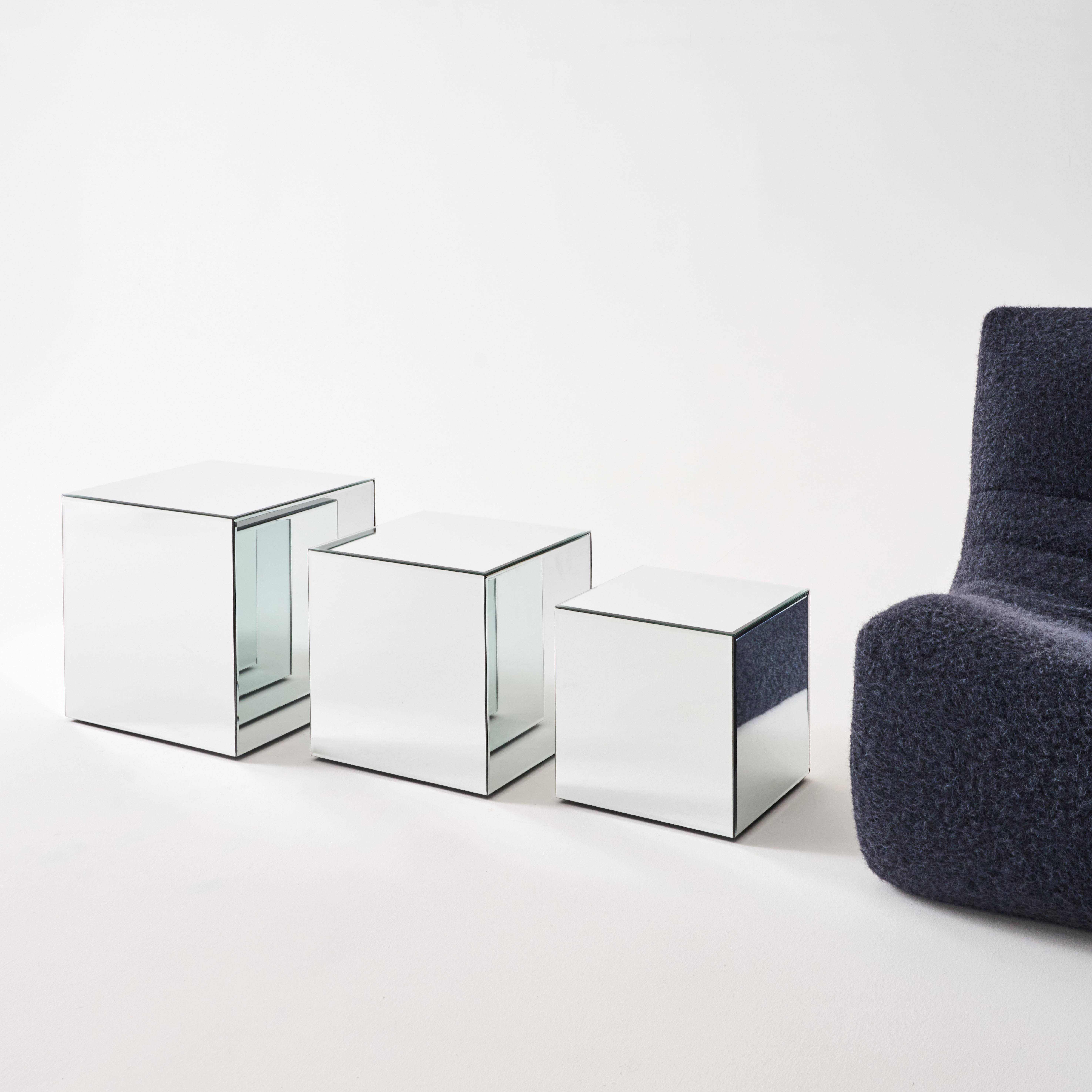 Cubic mirror coffee table, side table, bedside table, 40 cm cubic mirror, Mirage, Transparent, 40x40x41 cm Photo5