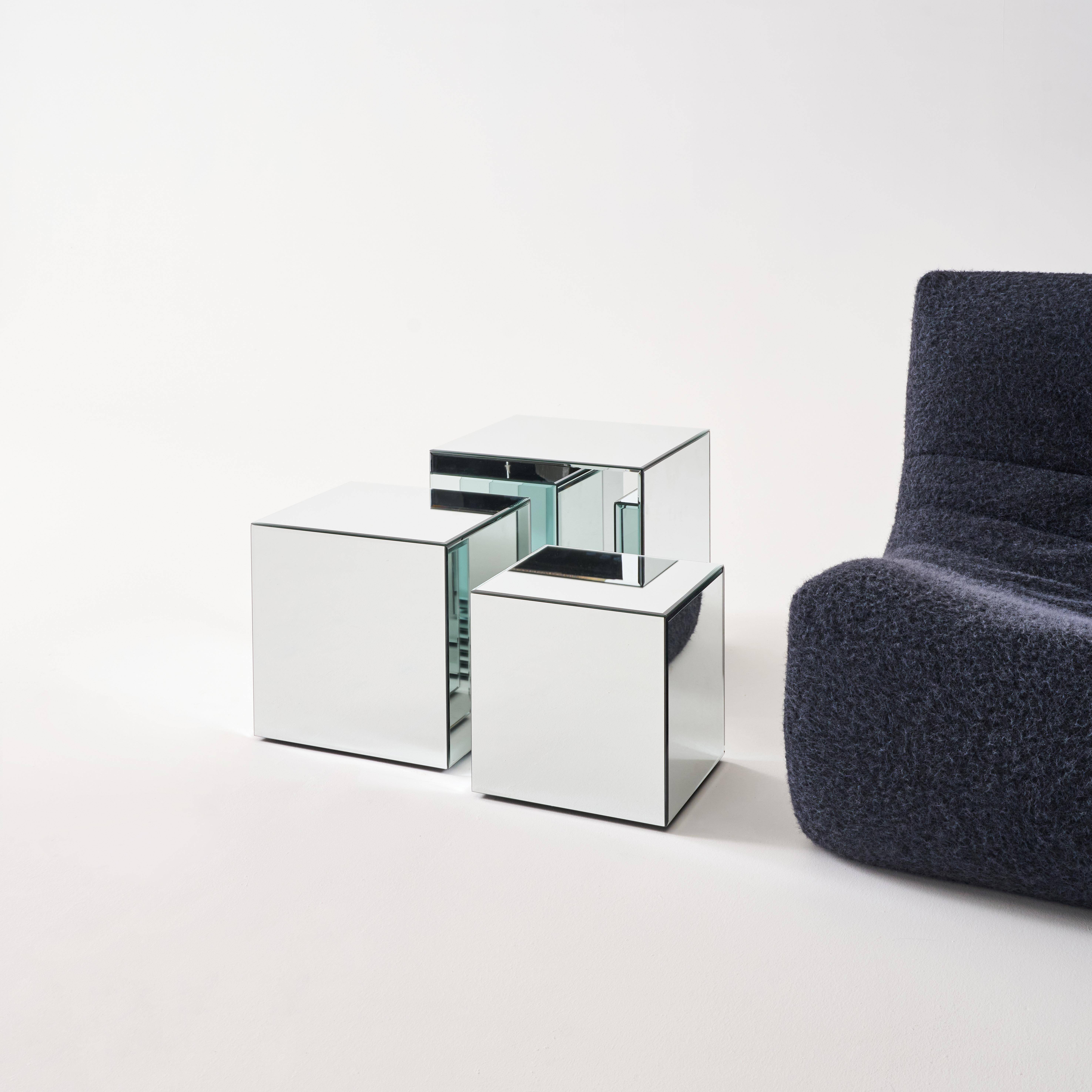 Cubic mirror coffee table, side table, bedside table, 40 cm cubic mirror, Mirage, Transparent, 40x40x41 cm Photo6