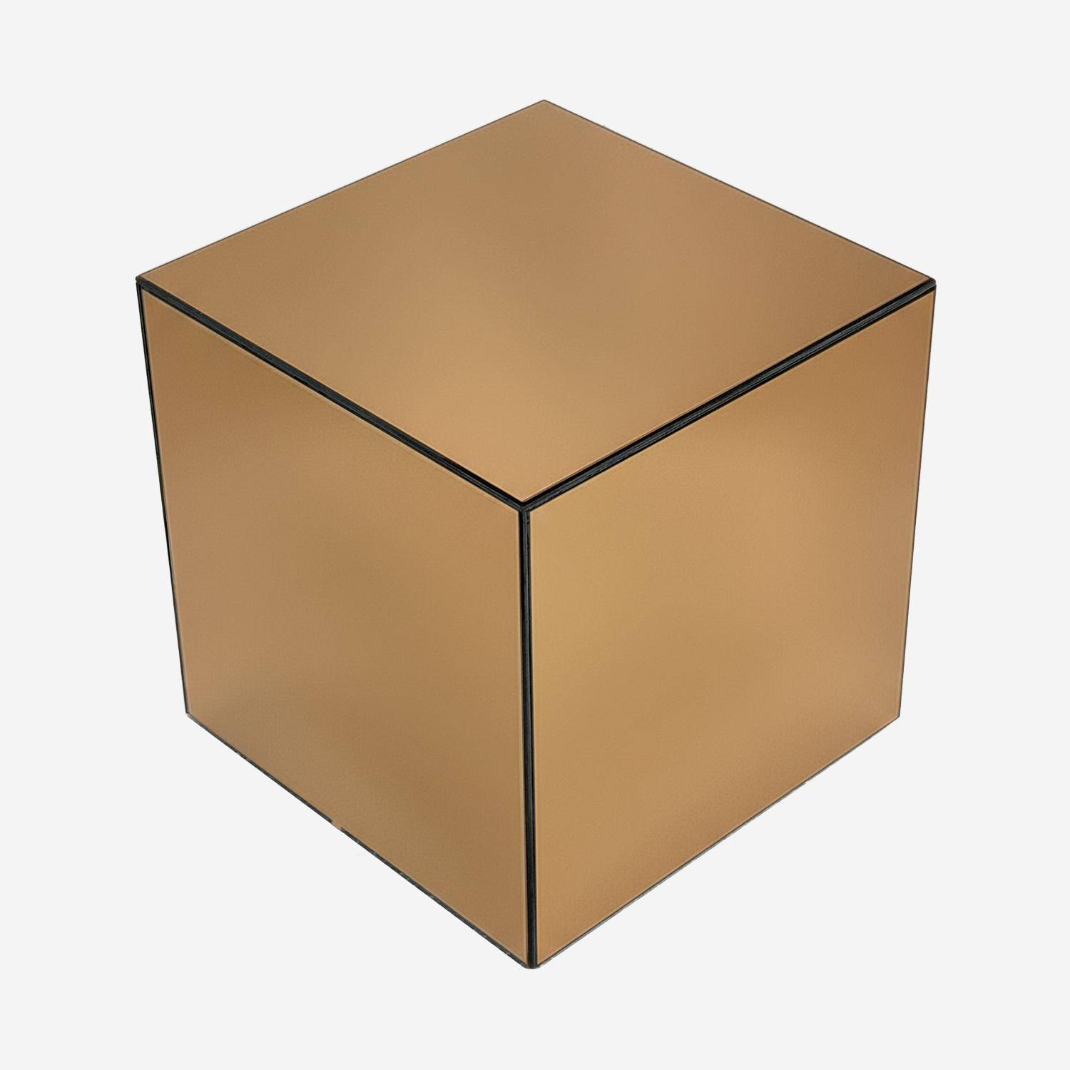 Bijzettafel spiegelglas kubus amber 40 x 40 x 40,8 cm - Mirage,sweeek,Photo3