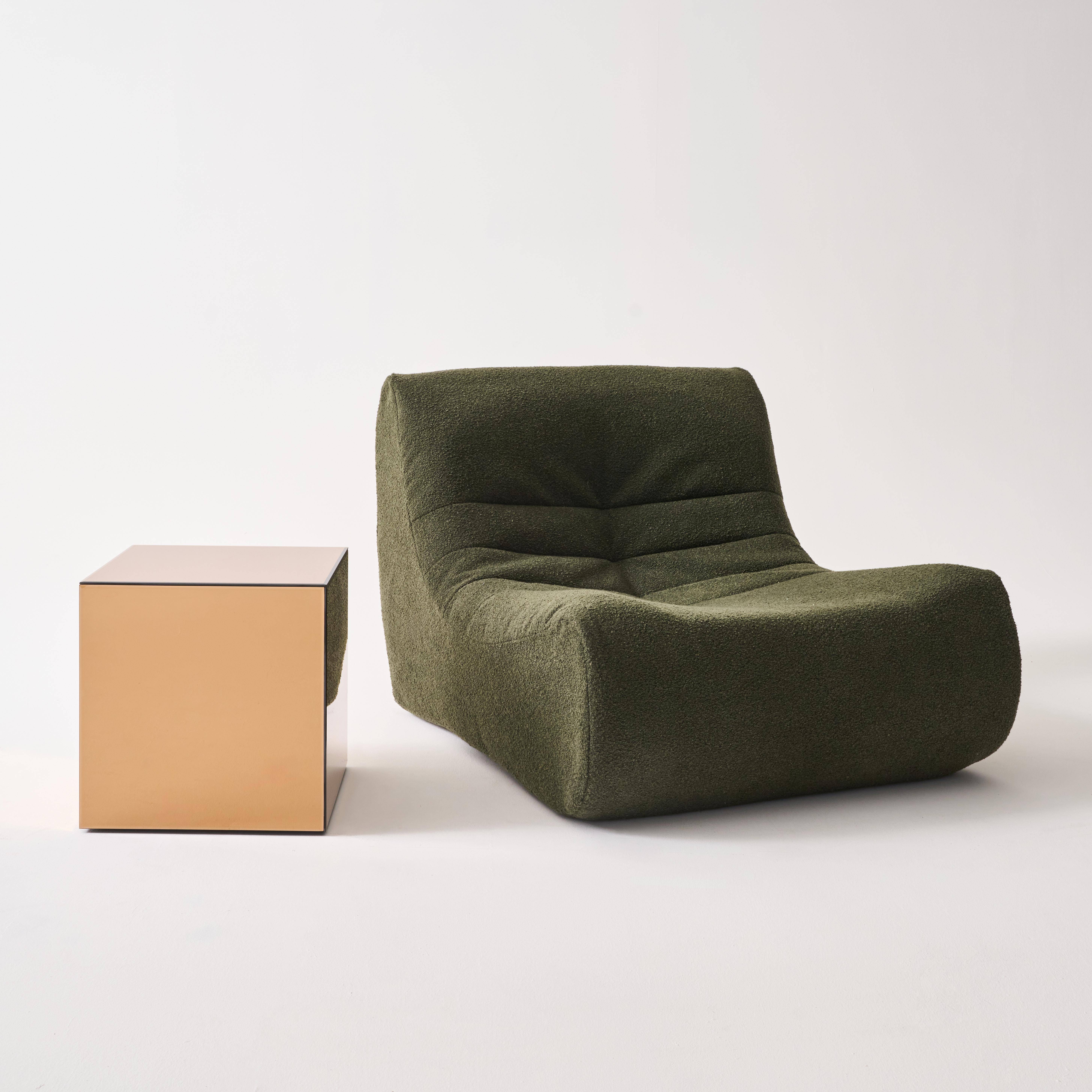 Cubic mirror coffee table, side table, bedside table, 40 cm cubic mirror, Mirage, Amber, 40x40x41 cm Photo2