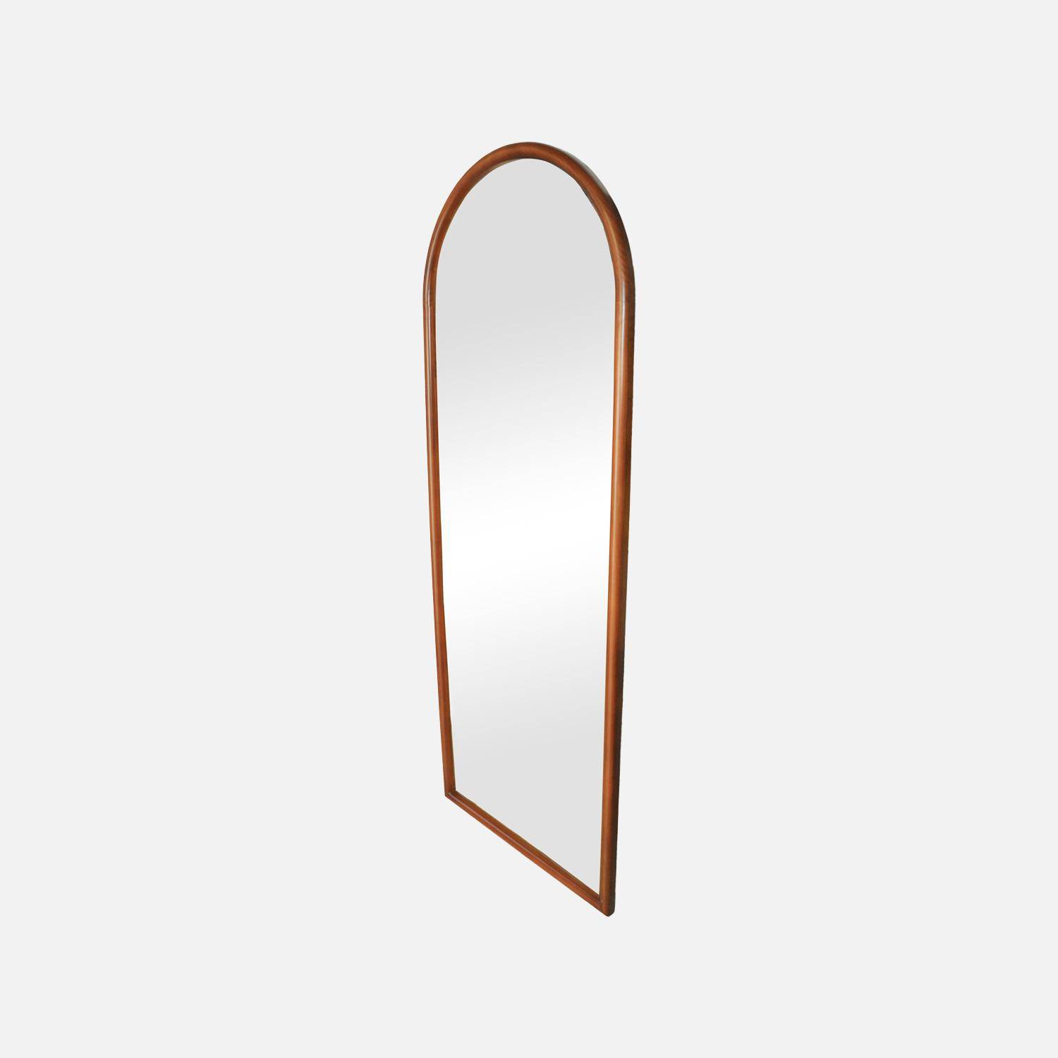 Arched wall mirror pine wood, Luke, Walnut, 60x3x160 cm,sweeek,Photo3