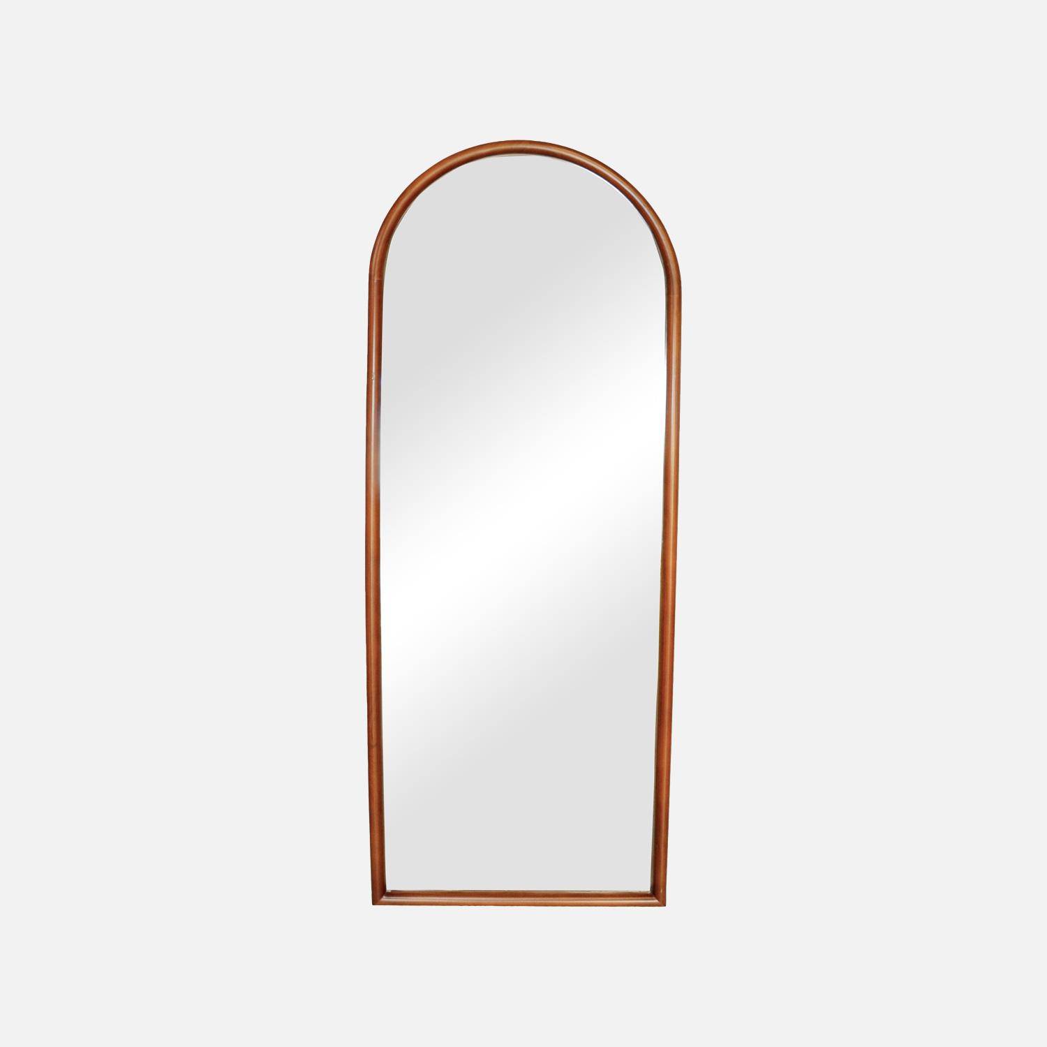 Arched wall mirror pine wood, Luke, Walnut, 60x3x160 cm,sweeek,Photo2