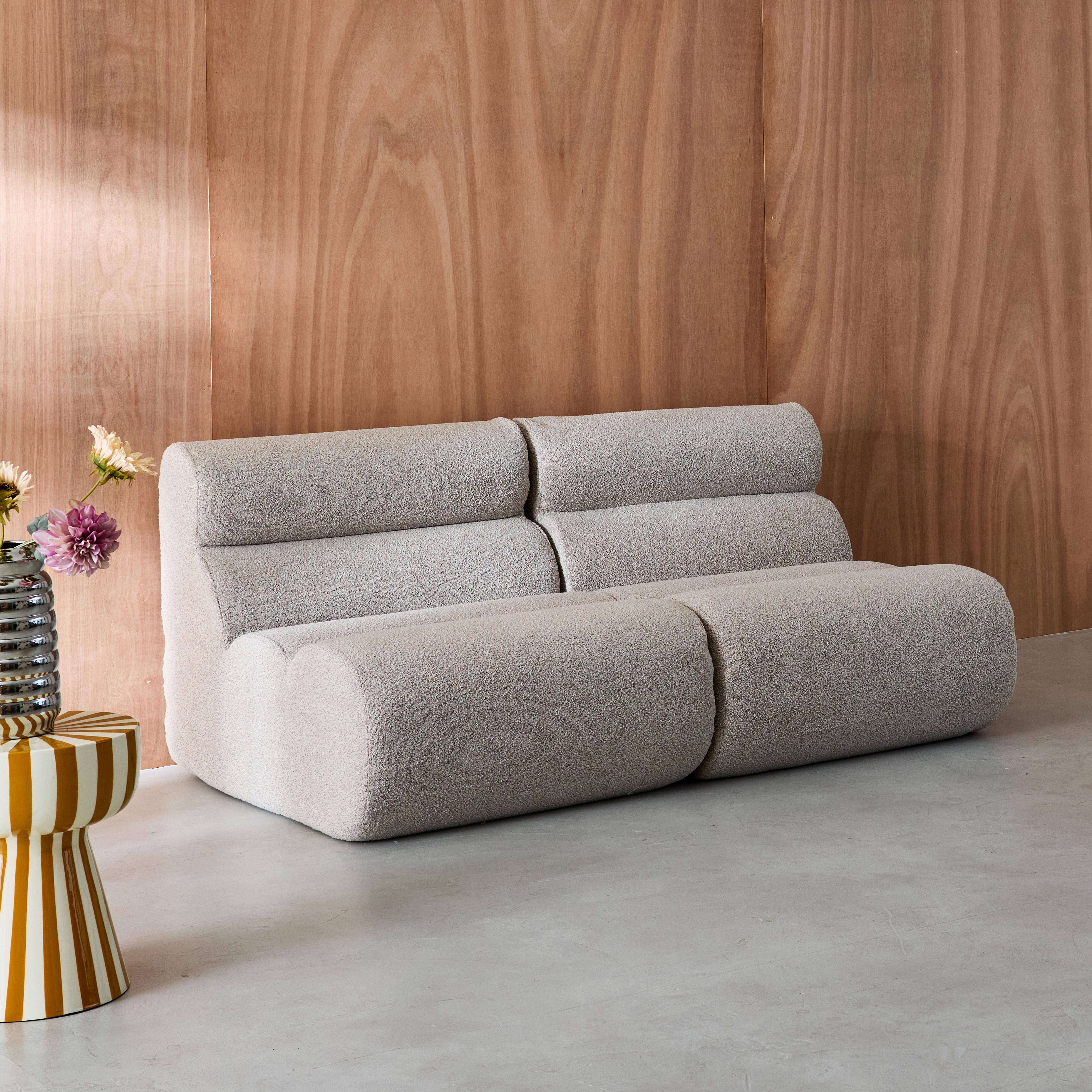 2er-Set modulare Lounge-Sessel mit strukturiertem Bouclé-Bezug in beige B 81 x T 99 x H 75 cm - Nova,sweeek,Photo3