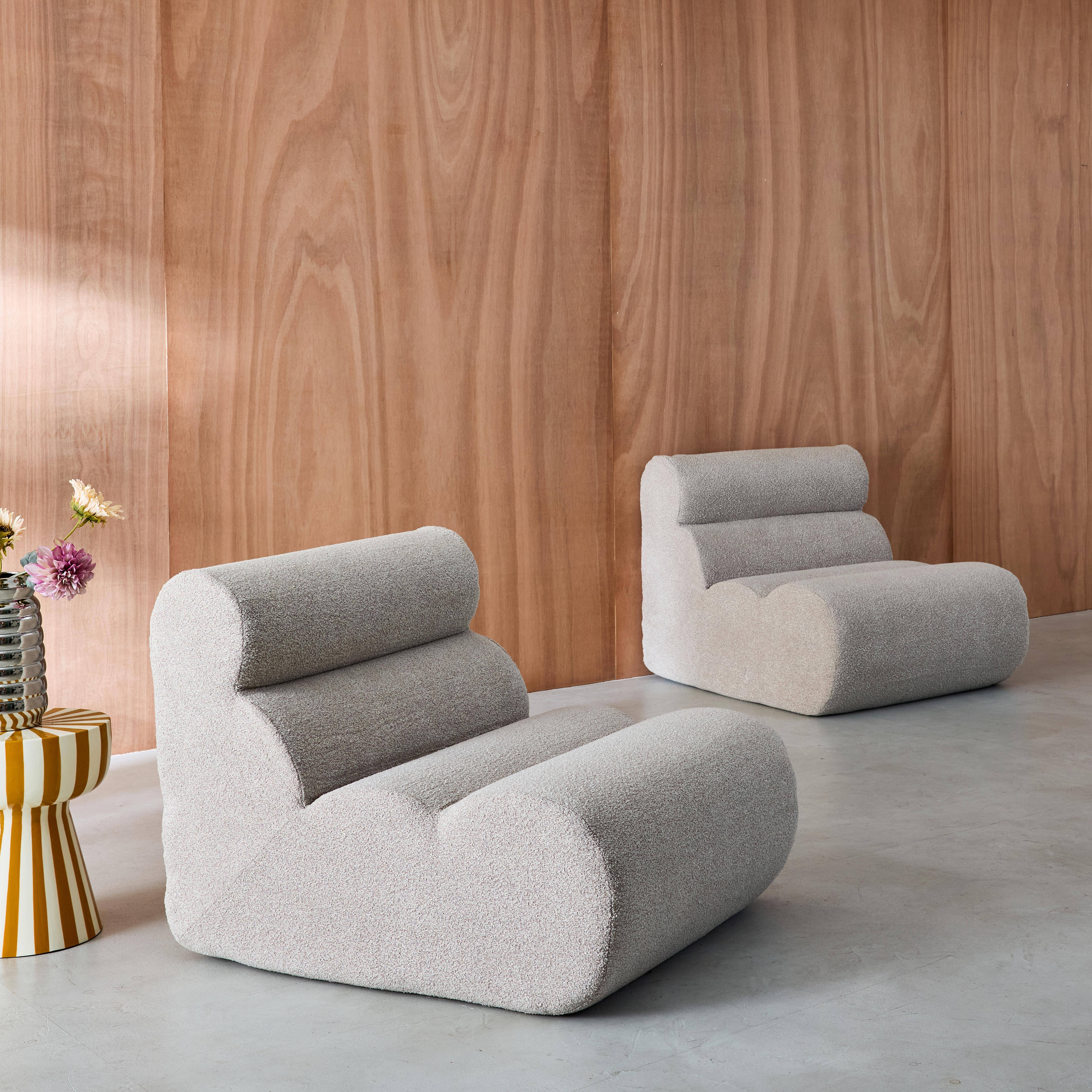 2er-Set modulare Lounge-Sessel mit strukturiertem Bouclé-Bezug in beige B 81 x T 99 x H 75 cm - Nova Photo2