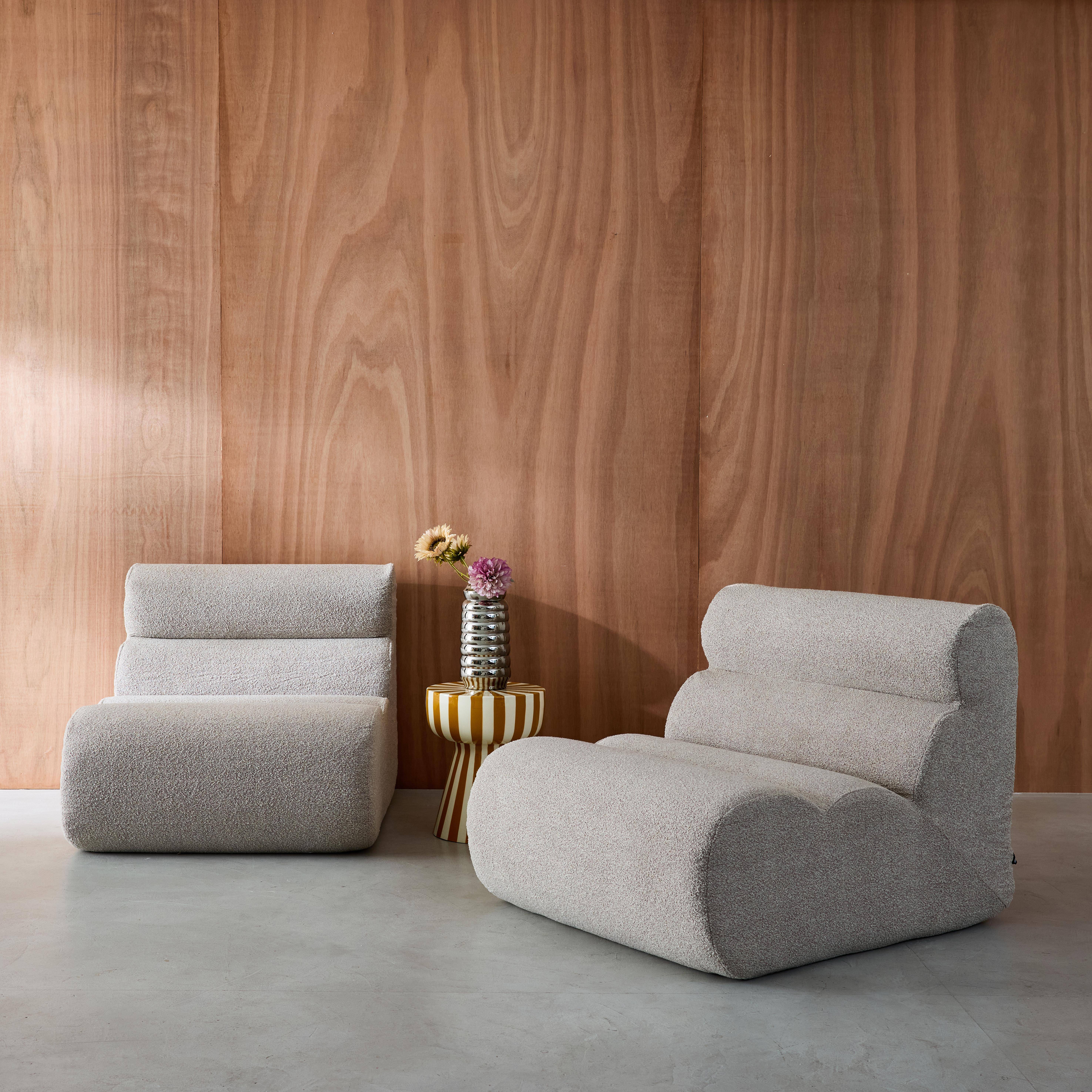2er-Set Lounge-Sessel mit Bouclé-Bezug in beige| sweeek