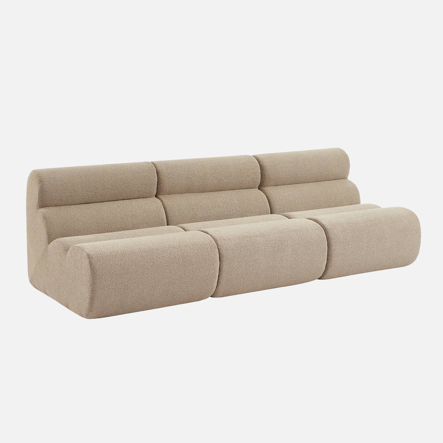 Chauffeuse bouclette texturée beige 1 place (lot de 3)