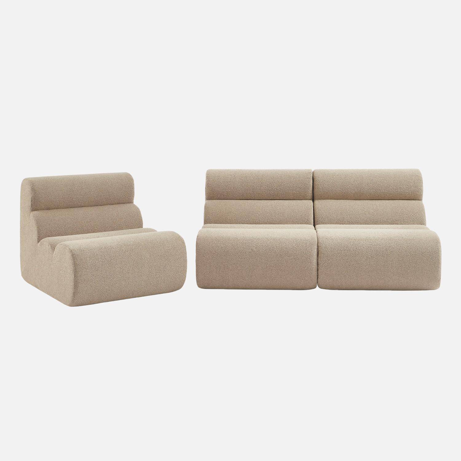 Sofá modular de borreguito texturizado, 3 plazas, Nova borreguito, Beige, 81x99x75 cm Photo3