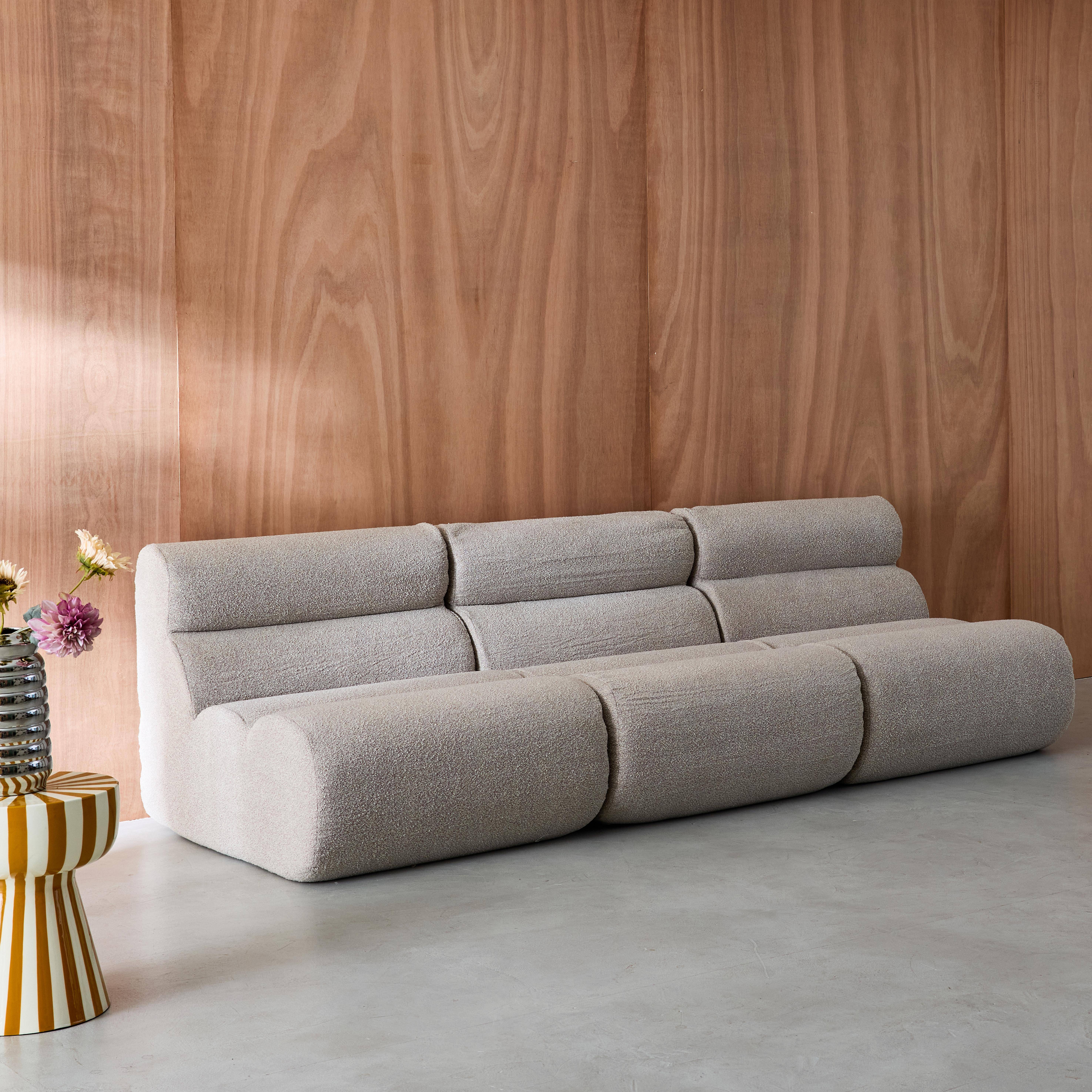 3er-Set modulare Lounge-Sessel mit strukturiertem Bouclé-Bezug in beige B 81 x T 99 x H 75 cm - Nova,sweeek,Photo3