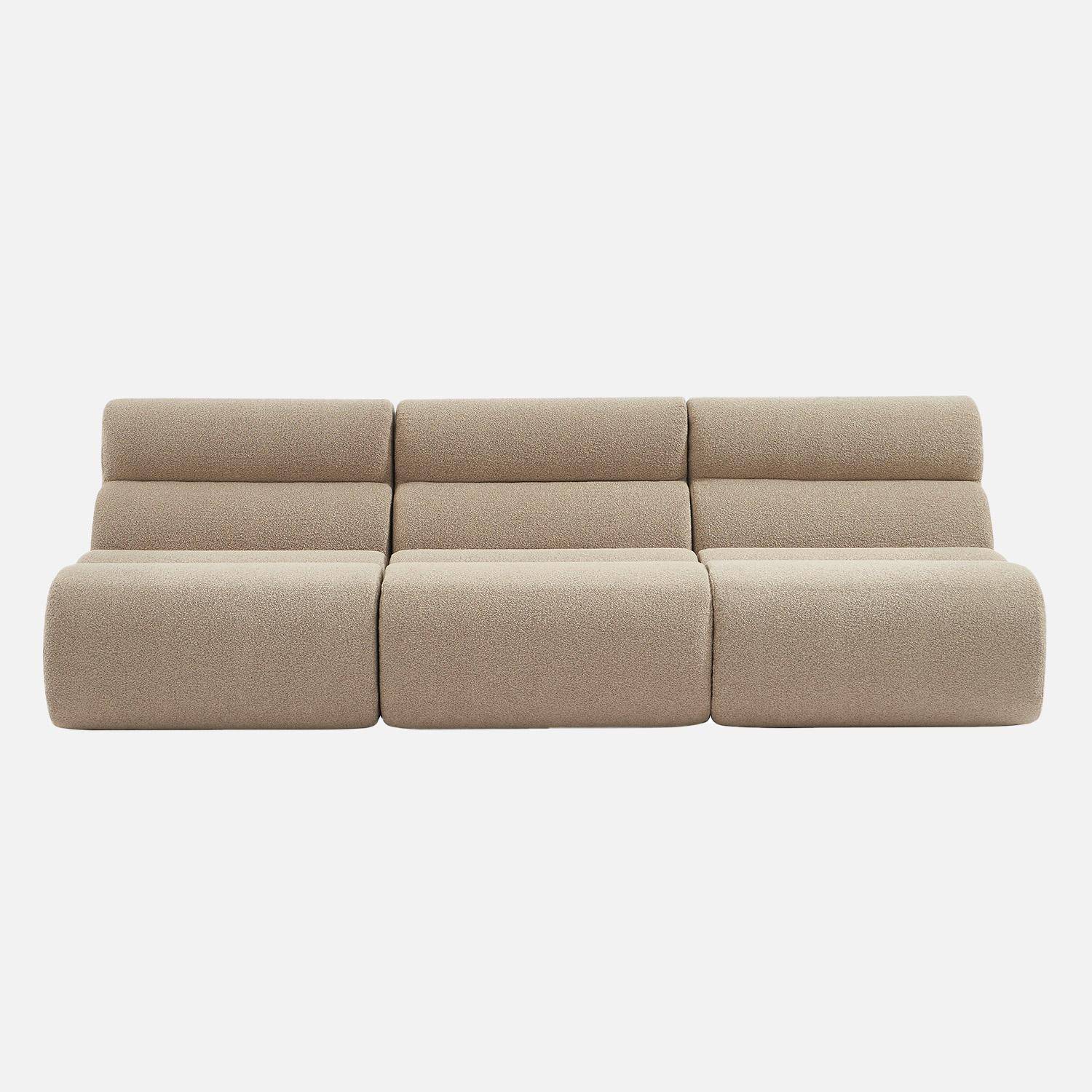 Sofá modular de borreguito texturizado, 3 plazas, Nova borreguito, Beige, 81x99x75 cm Photo2