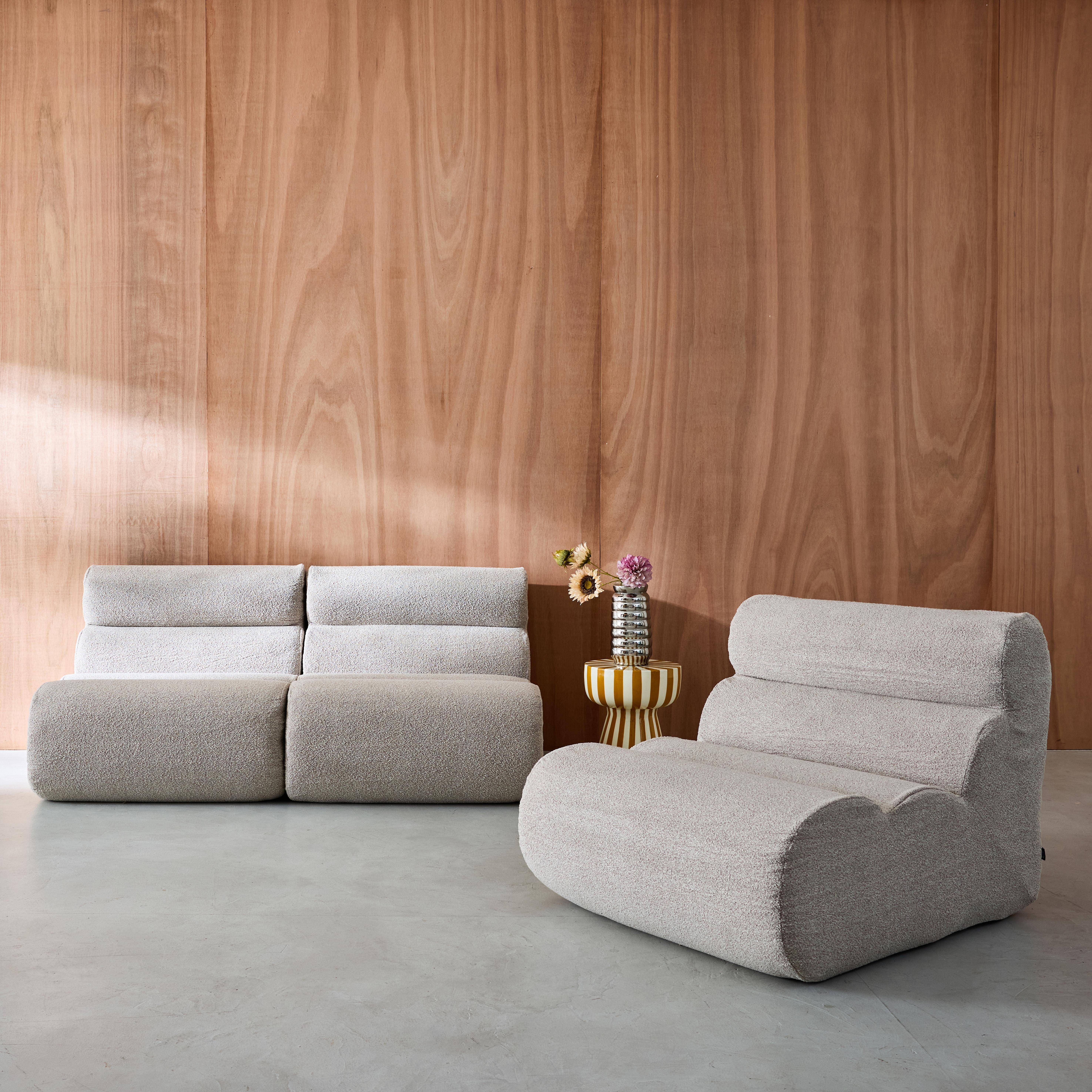 3er-Set modulare Lounge-Sessel mit strukturiertem Bouclé-Bezug in beige B 81 x T 99 x H 75 cm - Nova,sweeek,Photo1