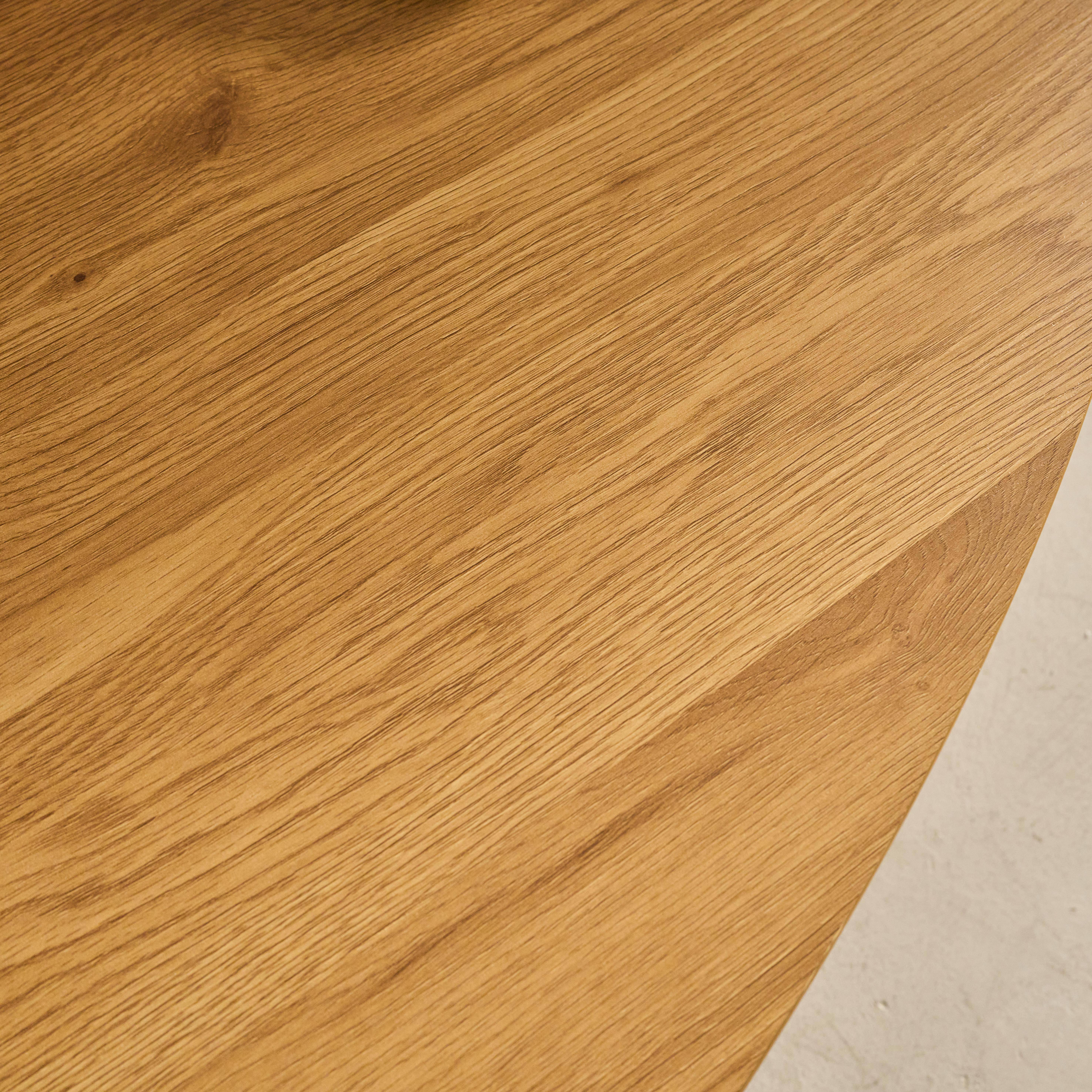 Table basse ovale pieds métal noirs et effet chêne  Photo3